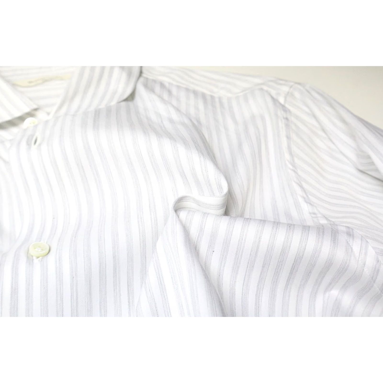 Suitsupply Suitsupply Formal Shirt Men's LARGE Pinstripe Grey Club Collar Shirt Size 42R - 6 Thumbnail