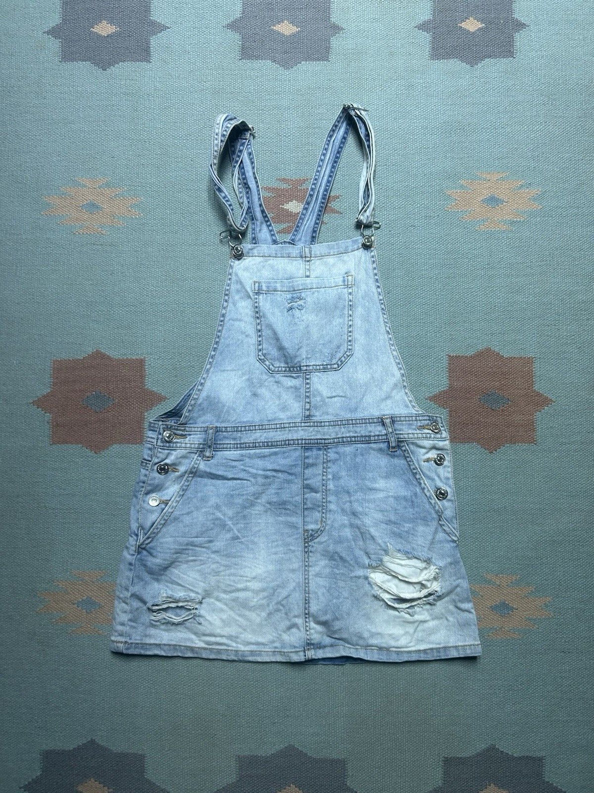 Forever 21 Forever 21 denim shortalls overalls skirt dress jumper M Size 32" / US 10 / IT 46 - 1 Thumbnail