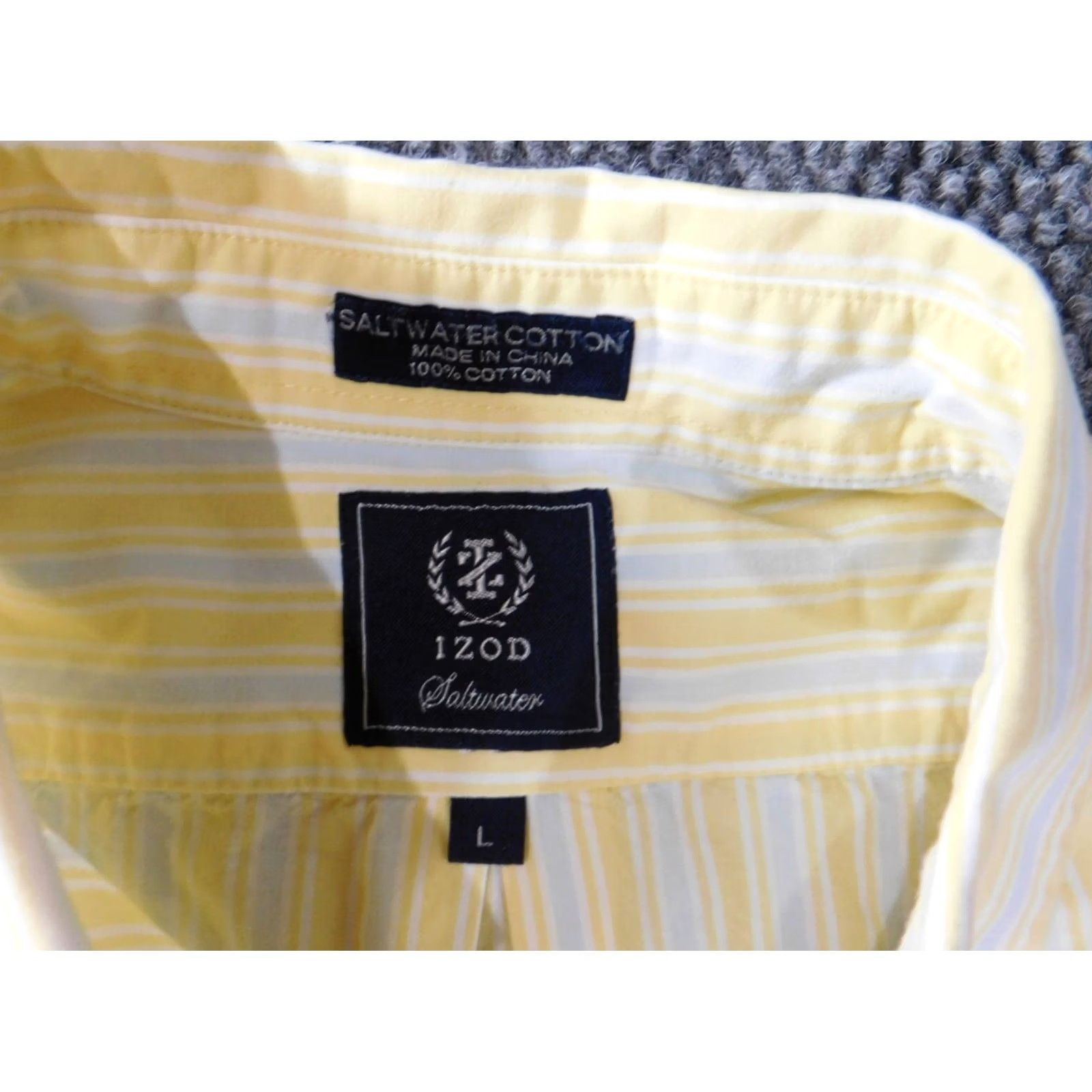 Izod IZOD Shirt L Yellow Striped Button-Down Casual Men Size US L / EU 52-54 / 3 - 4 Thumbnail
