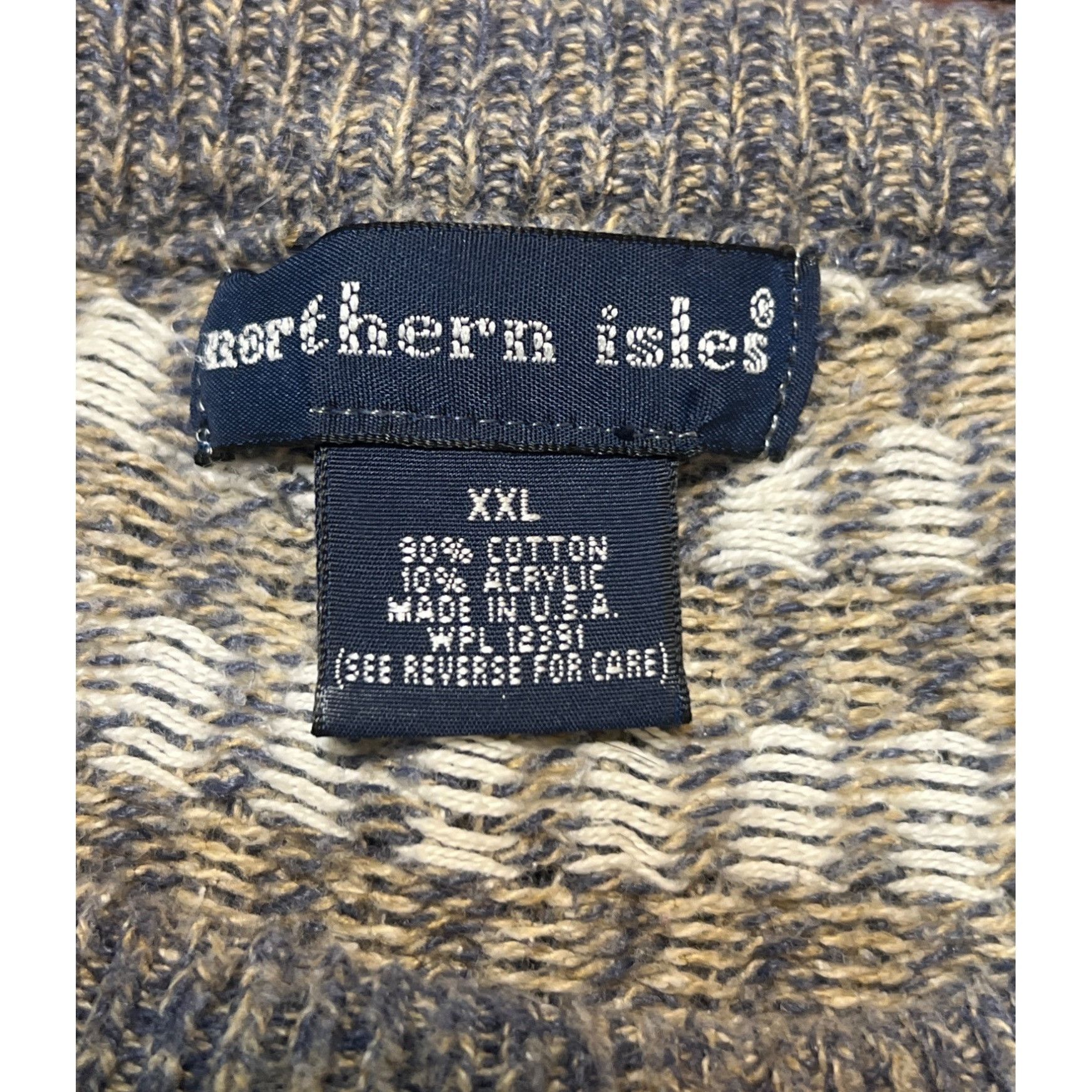 Northern Isles Vintage Northern Isles Crewneck Sweater Gray Beige White Che Size US XXL / EU 58 / 5 - 5 Thumbnail