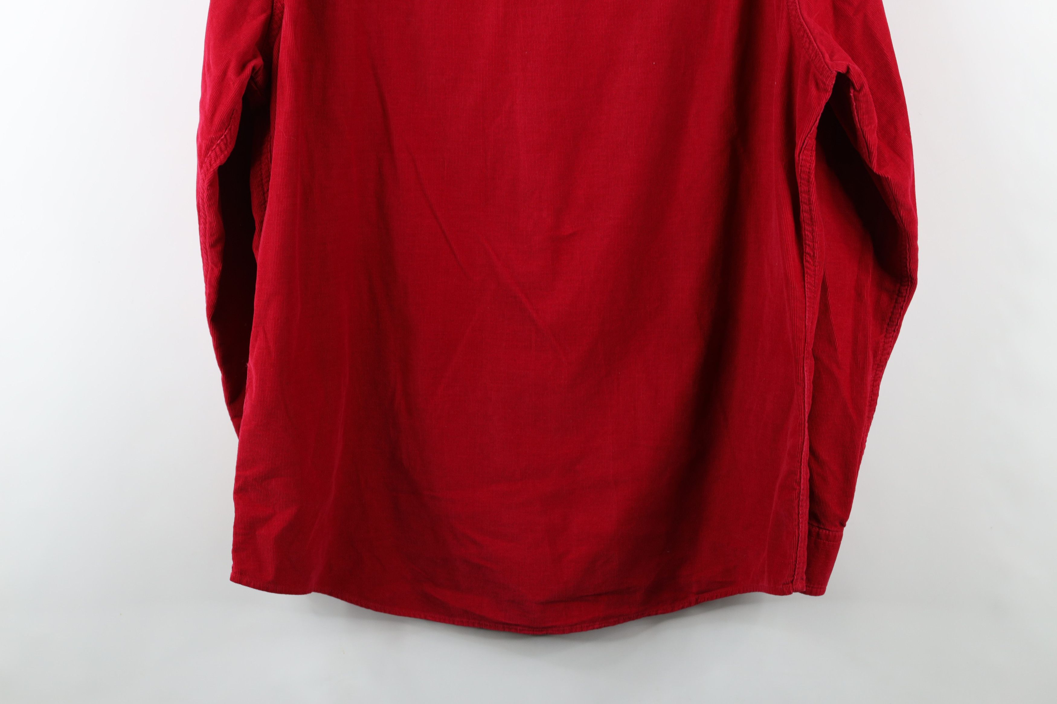 Lands' End × Vintage Vintage Lands End Corduroy Collared Button Shirt Red Cotton Size US L / EU 52-54 / 3 - 11 Thumbnail