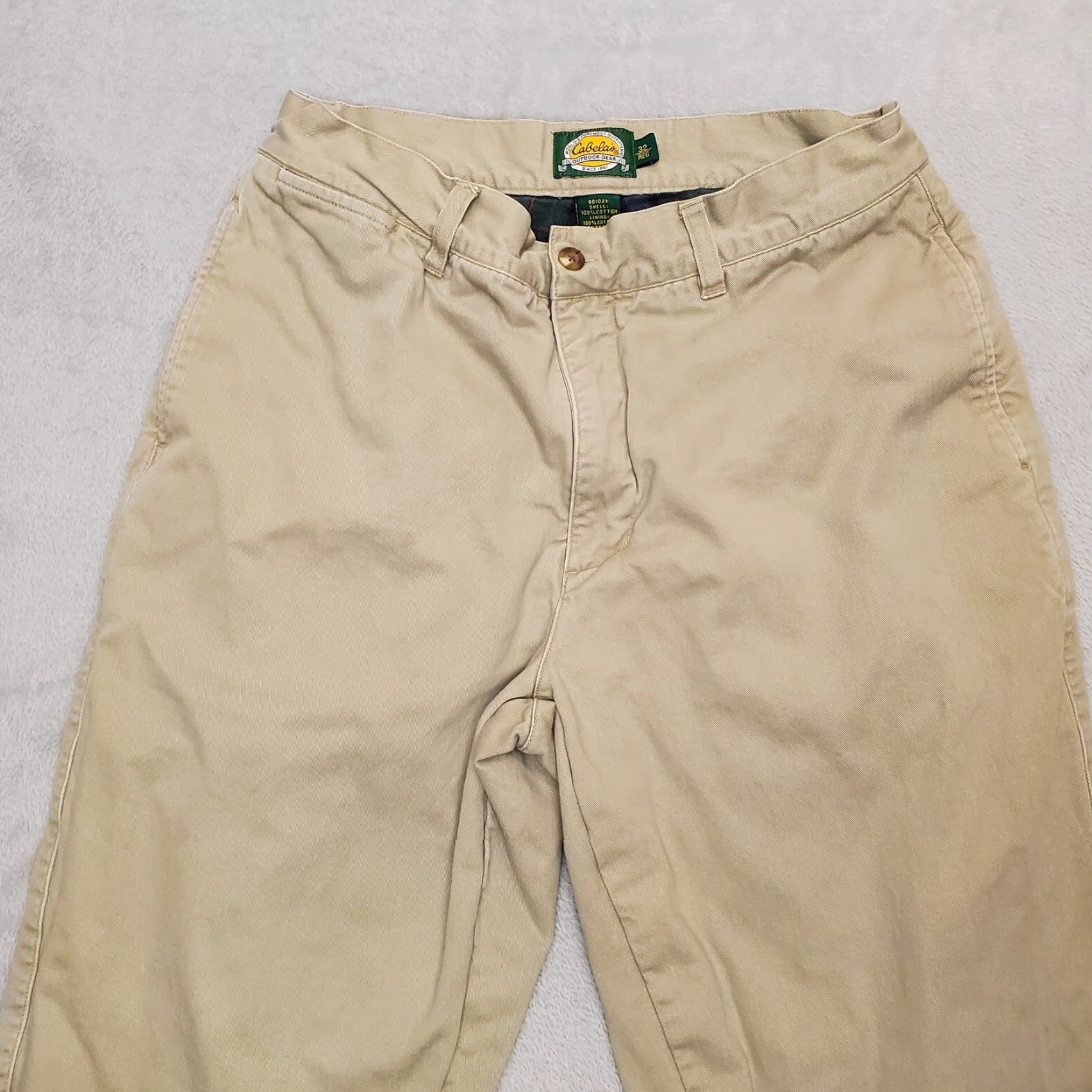 Vintage Cabela's Flannel Lined Pants Womens 32 R Khaki Casual Up North Cabin Casual Pants Size 24" / US 00 / IT 34 - 3 Thumbnail