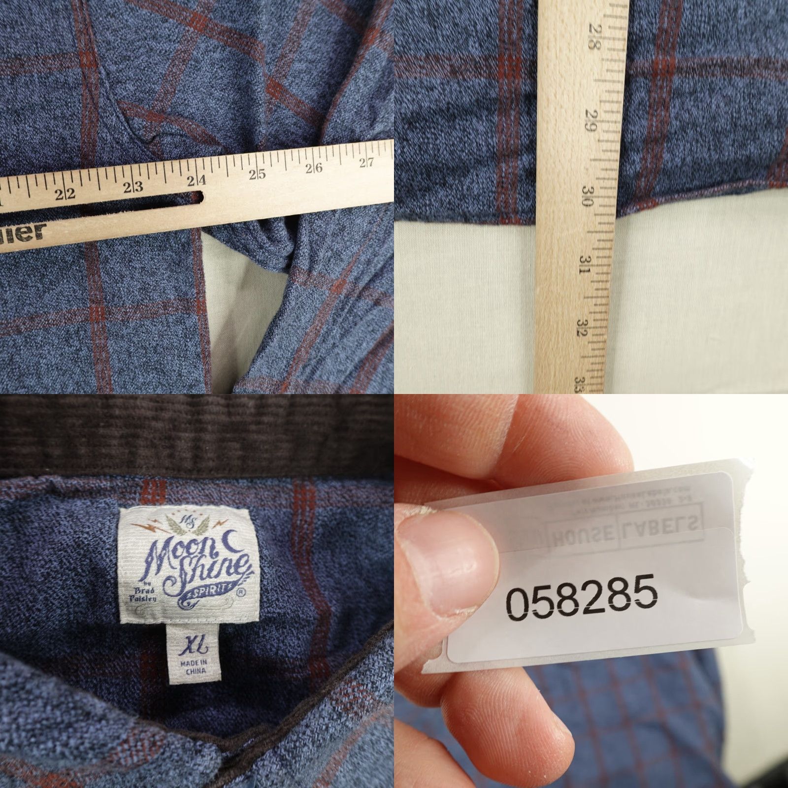 Vintage Moonshine Spirit Shirt Mens XL Blue Flannel Western Sawtooth Pearl Snap Size US XL / EU 56 / 4 - 8 Thumbnail