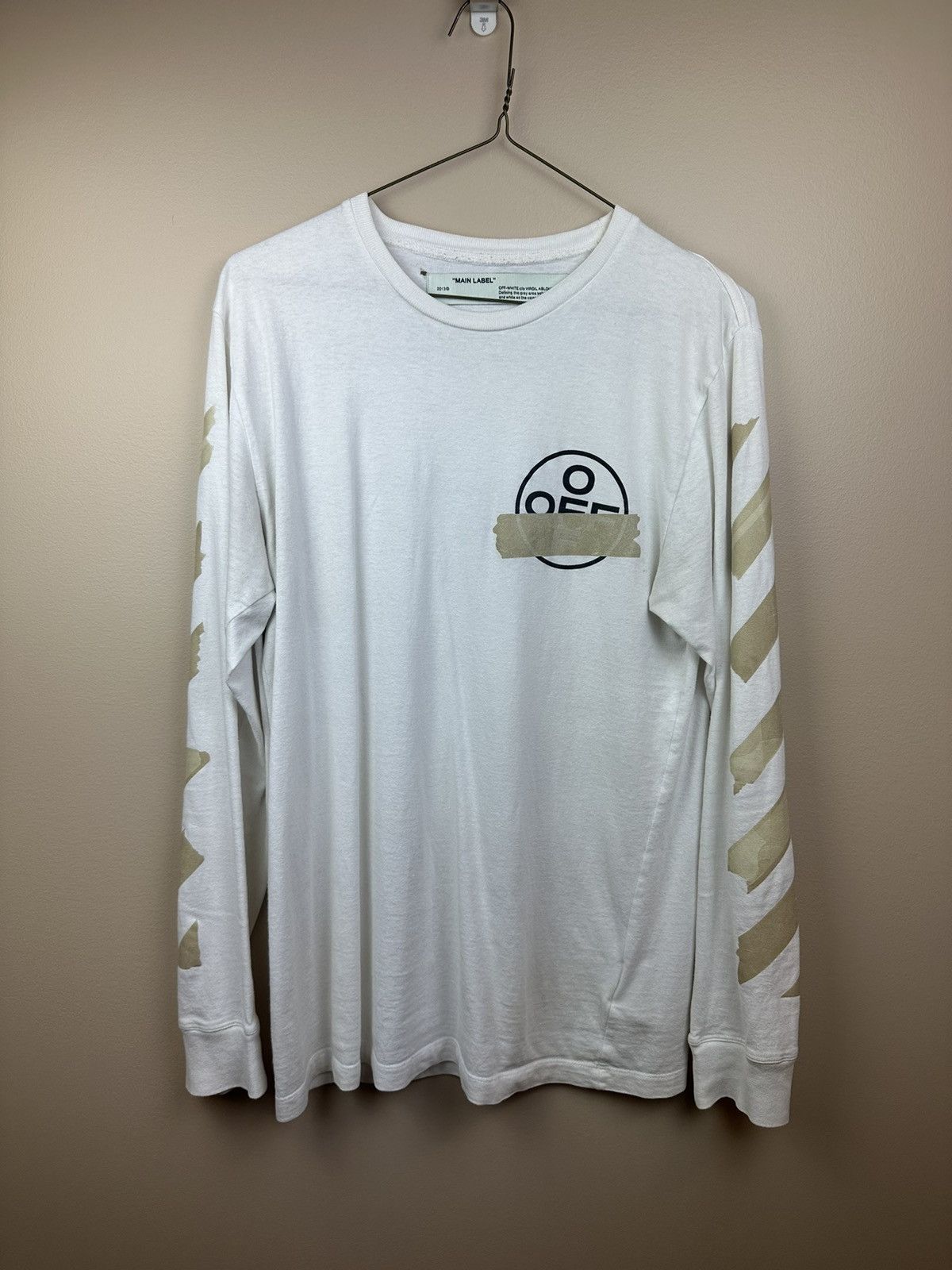 トップス 20SS OFF WHITE TAPE ARROWS LONG SLEEVES Off-White Black Tape Arrows Long Sleeve T-Shirt Off-White