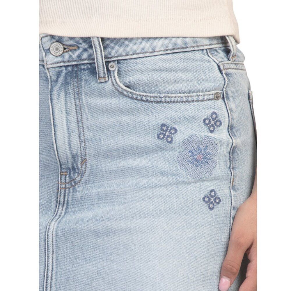 Lucky Brand NWT New LUCKY BRAND Mini Denim Skirt With Embroidered Detai Size 32" / US 10 / IT 46 - 2 Thumbnail