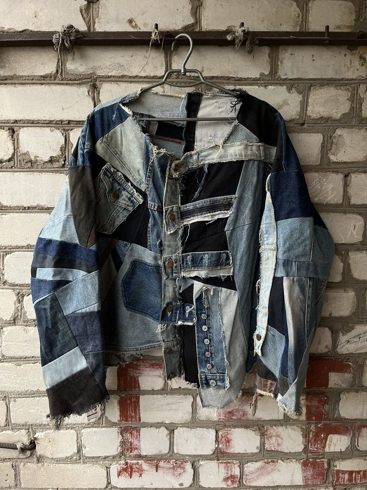 Japanese Brand × Levi's × Vintage Vintage Levi’s Rare denim patchwork jacket 501 pants Size US XL / EU 56 / 4 - 1 Thumbnail