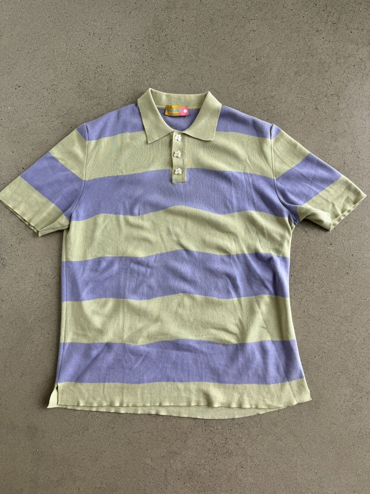 Golf le Fleur Wavy Stripe Knit Polo Pink Green Small | Grailed