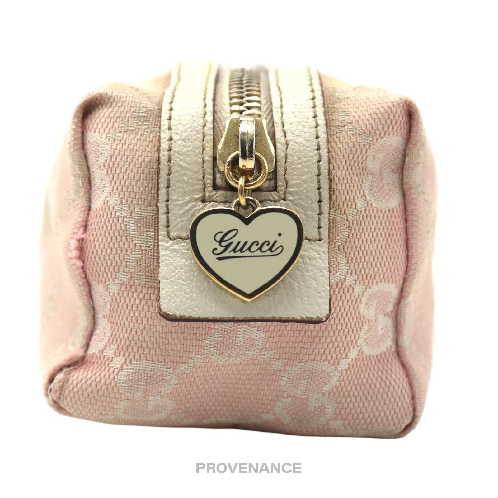 Gucci 🔴 Gucci Cosmetic Pouch - Powder Pink GG Canvas Heart Size ONE SIZE - 8 Thumbnail