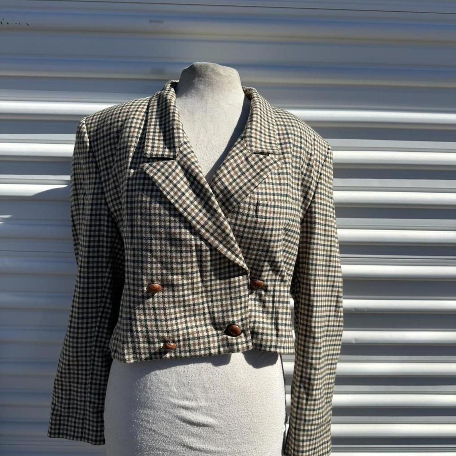 Other Brown & black plaid blazer with shoulder pads #80s #preppy Size L / US 10 / IT 46 - 1 Thumbnail