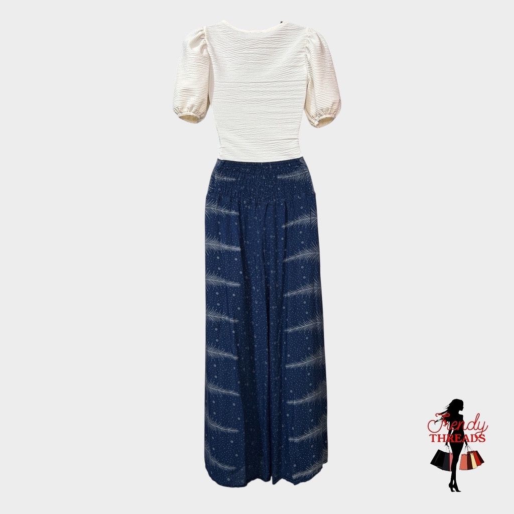 Other Boho Hippie Side Slit Pants SMALL Blue Wide Leg Ankle High R Size 27" / US 4 / IT 40 - 4 Thumbnail