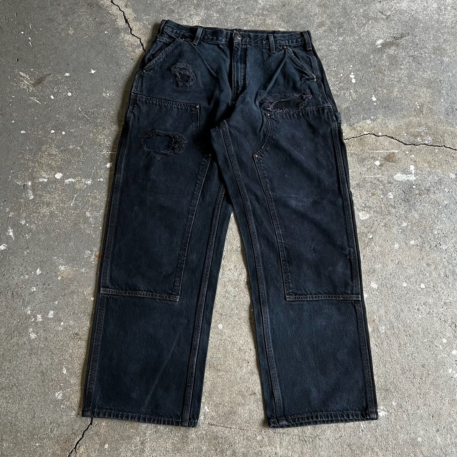 Carhartt × Vintage Carhartt denim black double knee work wear carpenter pants Size US 31 - 1 Thumbnail