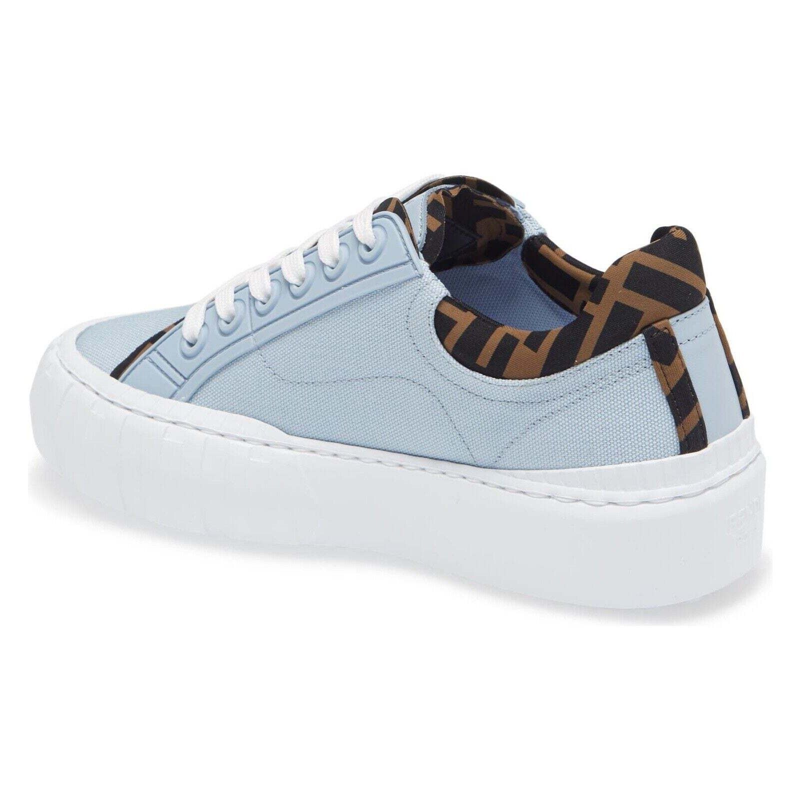 Fendi Fendi Force Blue Canvas White Platform Low Top Sneaker 35.5 Size US 5.5 / IT 35.5 - 8 Thumbnail