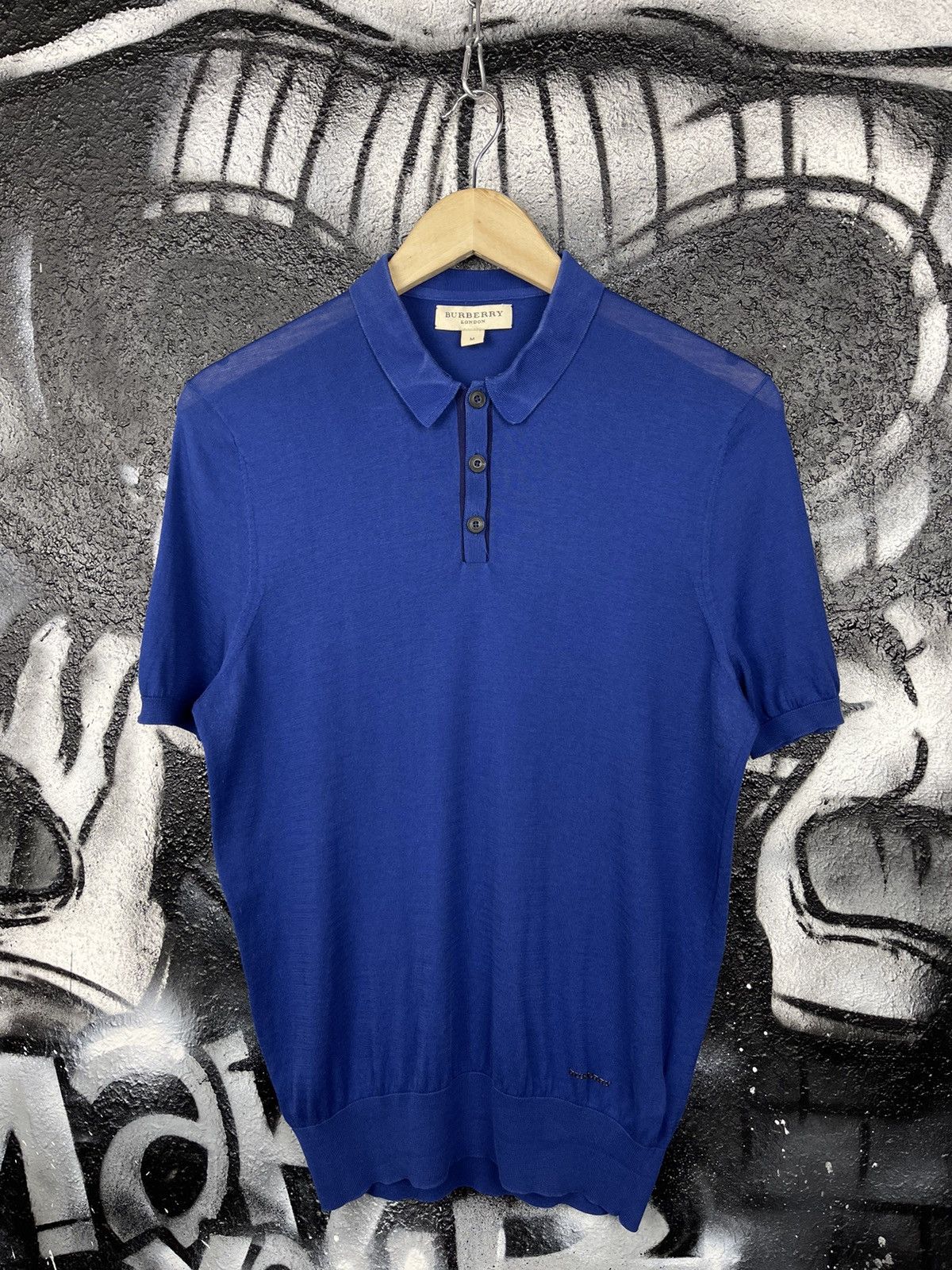 Burberry Burberry London Blue Thin Knit Luxury Polos T-Shirt Men’s Size Medium Size US M / EU 48-50 / 2 - 3 Thumbnail