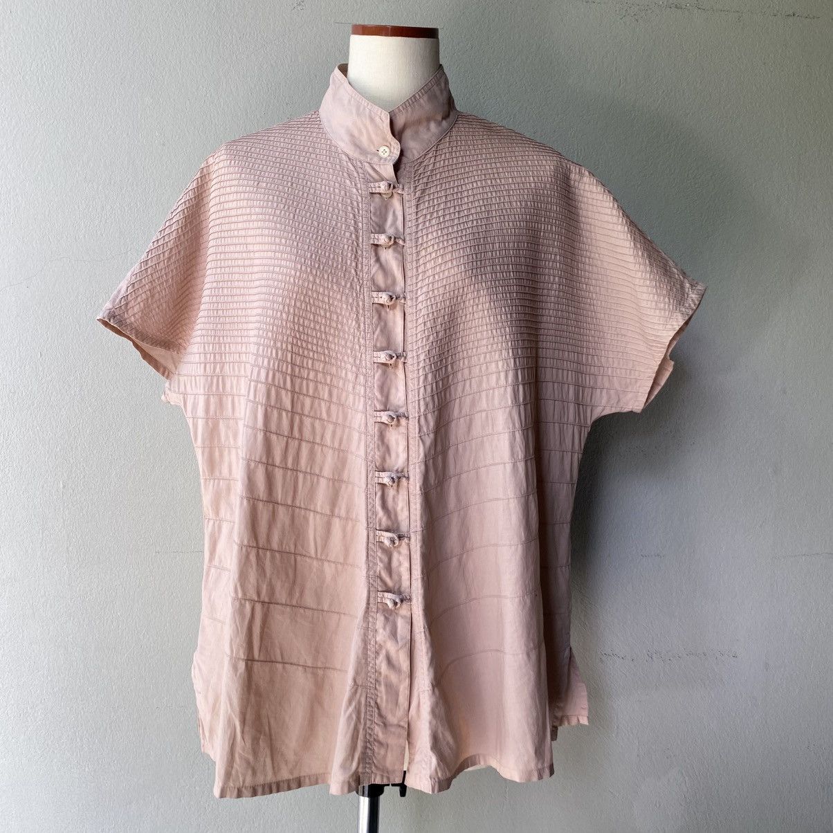 Yacco MARICARD Pink Textured Short Sleeve Mandarin Collar