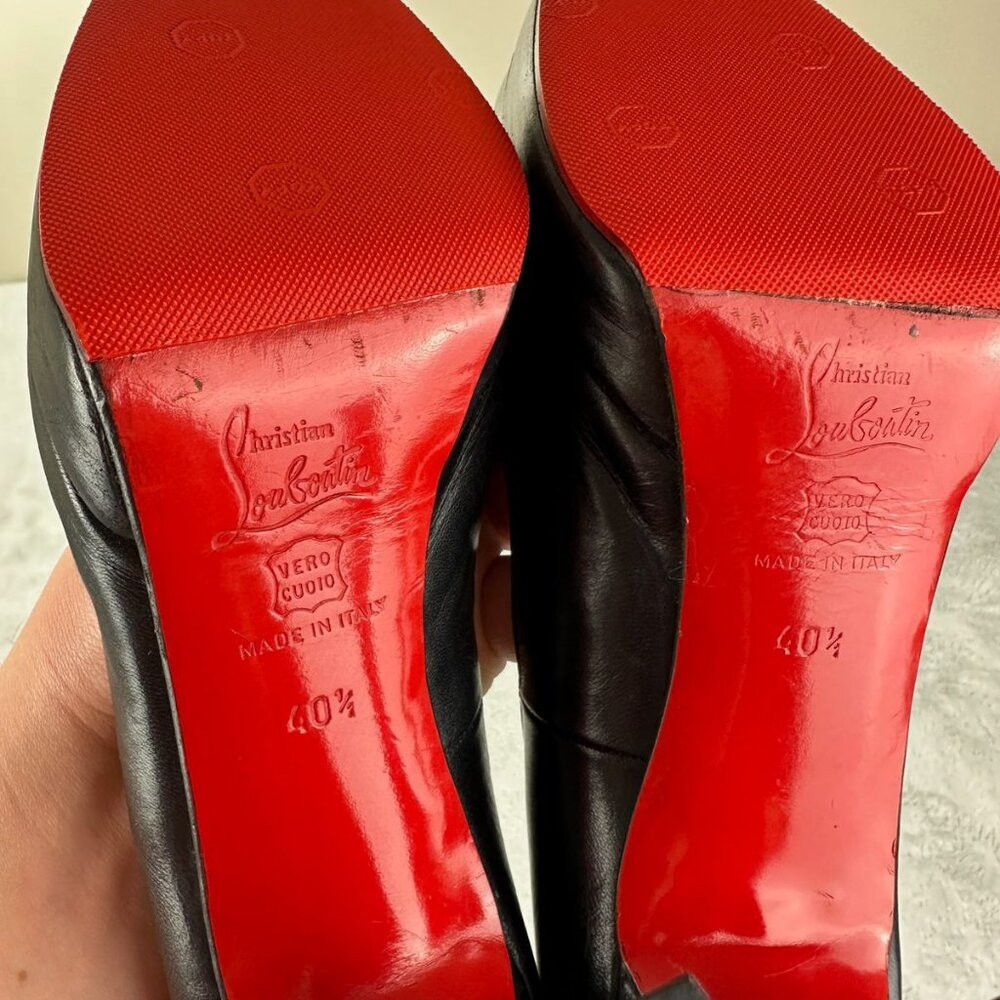 Christian Louboutin Christian Louboutin Black Leather Heels Women's Size 40.5 E Size US 10.5 / IT 40.5 - 2 Thumbnail