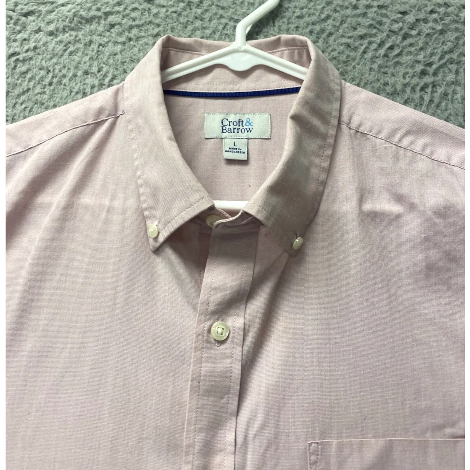 Croft & Barrow Croft & Barrow Shirt Mens Size L Button-Up Long Sleeve Pink /107-2 White Cotton Polyester Regular Men Casual Collared Button Up Shirt Size US L / EU 52-54 / 3 - 2 Thumbnail
