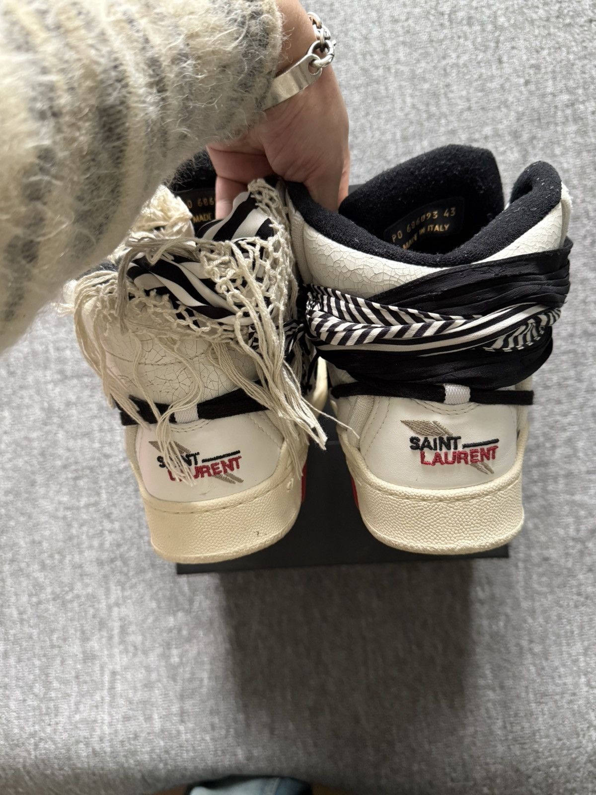 Saint Laurent Paris Saint Laurent Smith bandana-detail high-top Sneakers Size US 9 / EU 42 - 7 Thumbnail