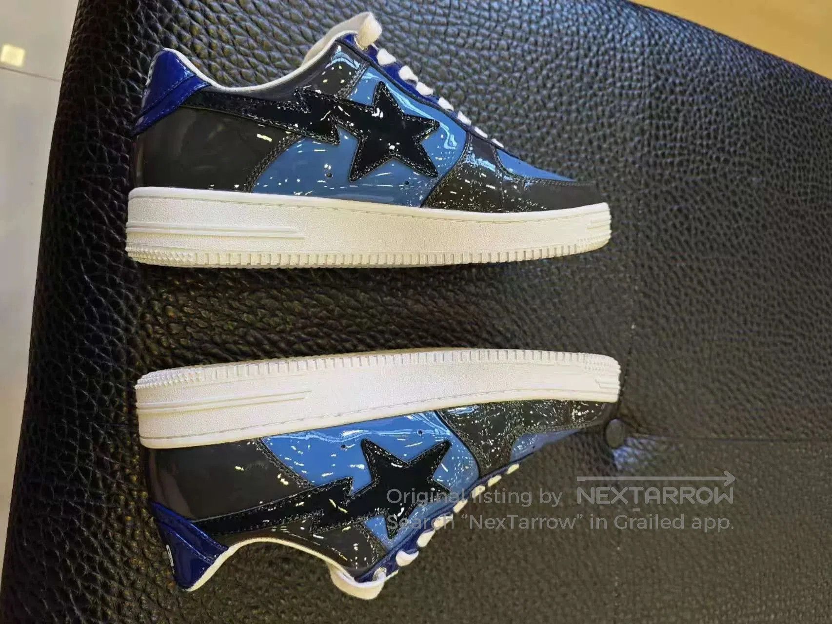 Bape BAPESTA Patent Leather Blue Low-Top Sneakers. Size US 9 / EU 42 - 6 Thumbnail