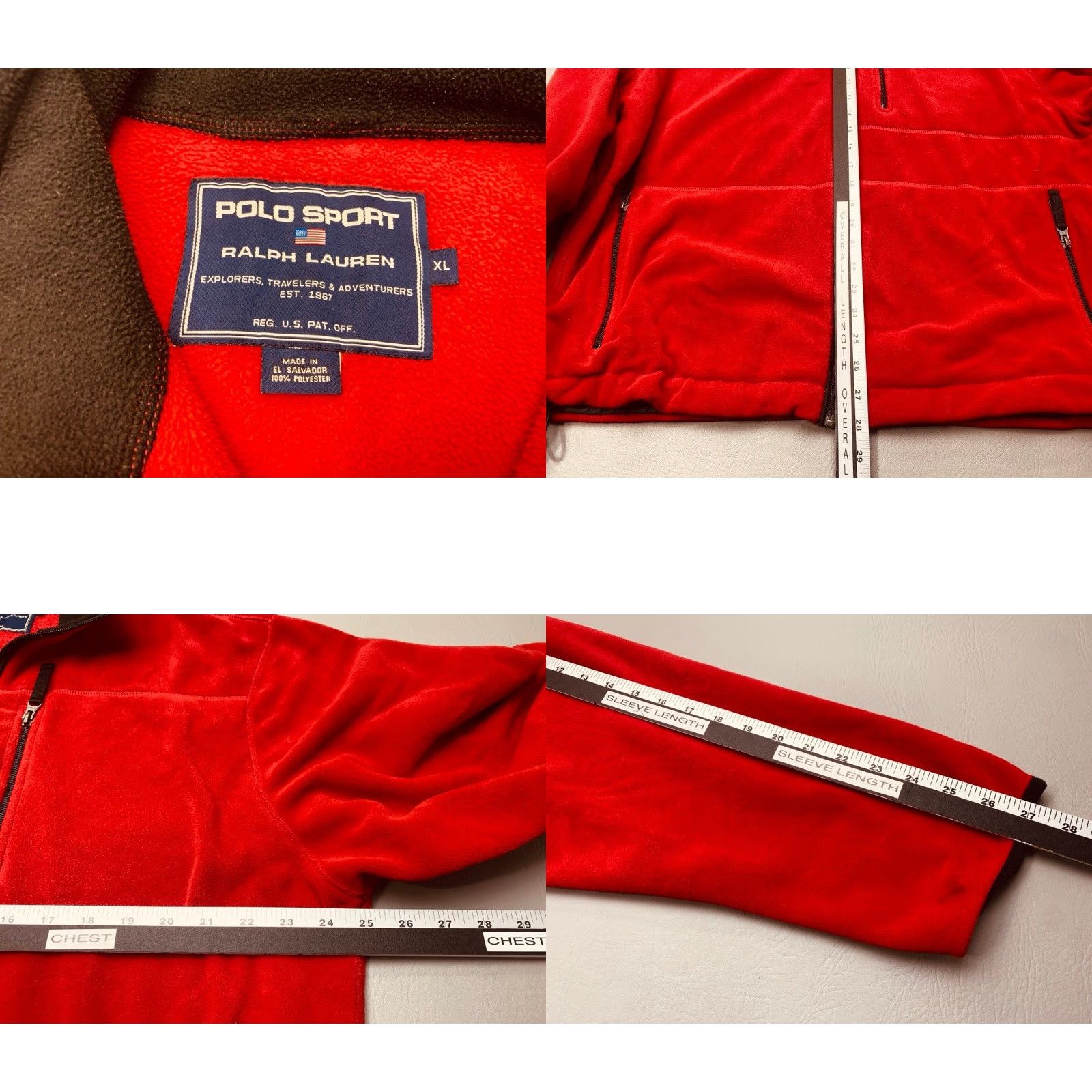 Vintage VINTAGE Polo Sport Ralph Lauren Full Zip Fleece Jacket Polartec Thermal Red XL by Polo Sport Size US XL / EU 56 / 4 - 8 Thumbnail