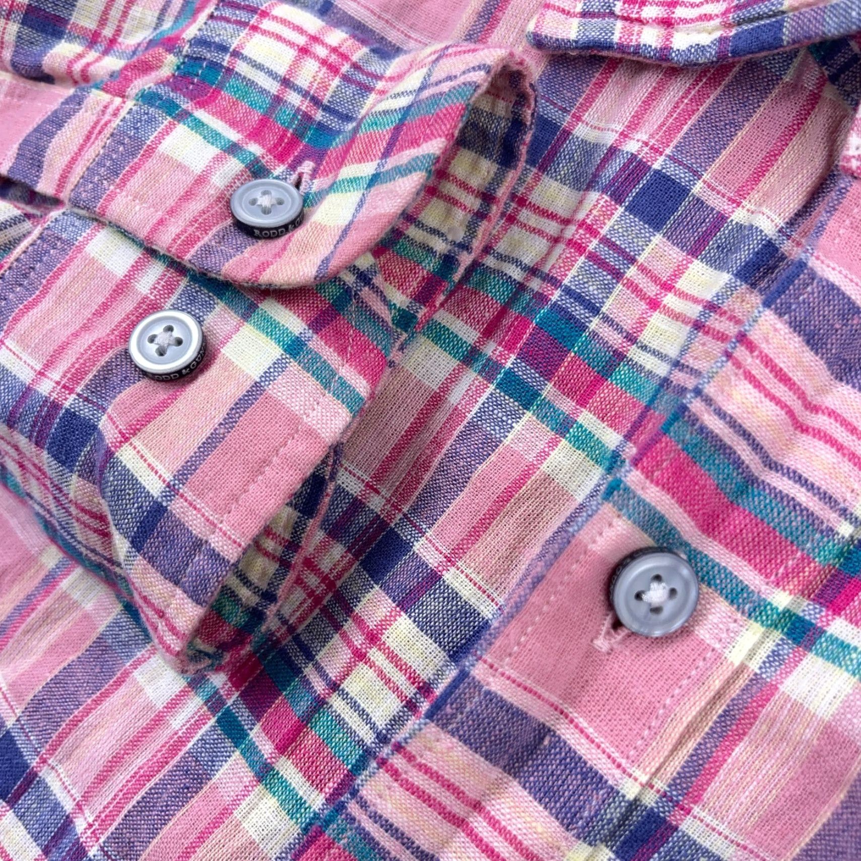 Rodd & Gunn VINTAGE Rodd & Gunn Shirt Men Medium Pink Plaid Button-Up Cotton Linen Blend Casual Size US M / EU 48-50 / 2 - 5 Thumbnail