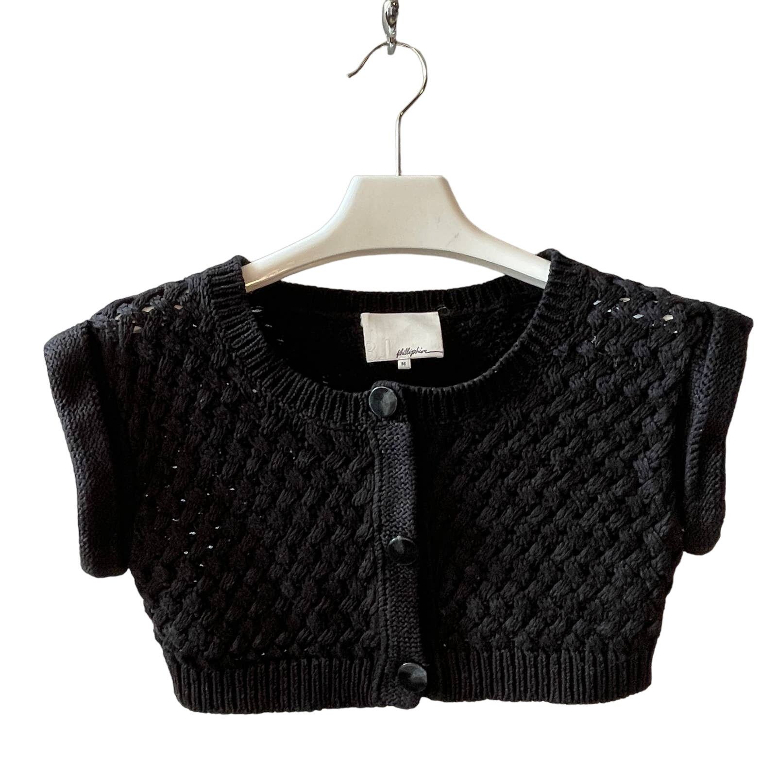 3.1 Phillip Lim 3.1 Phillip Lim Basketweave Cropped Cardigan Sweater Sz Med Size M / US 6-8 / IT 42-44 - 1 Thumbnail