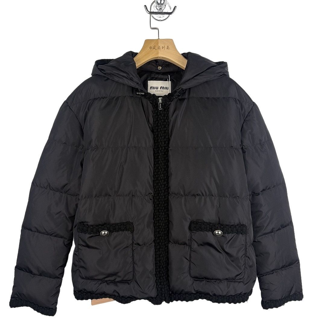 Miu Miu Miu Miu Black Hooded Down Jacket Size 38 | Grailed