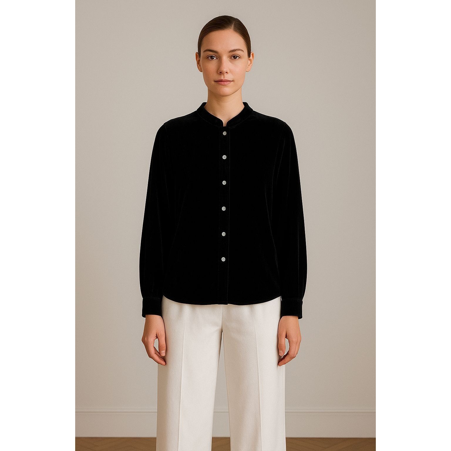 J. Jill J. Jill Women’s Black Velvet Blouse LP Petite – Quiet Luxury Size L / US 10 / IT 46 - 1 Thumbnail