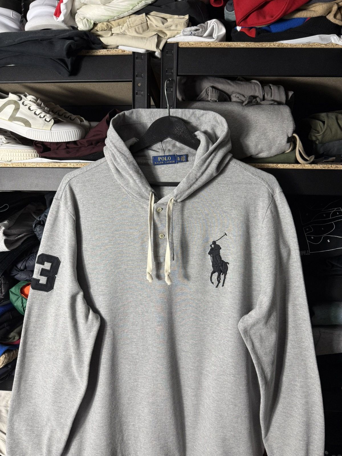 Ralph Lauren Polo Ralph Lauren Big Pony Hooded Long Sleeve Shirt Grey XL Size US XL / EU 56 / 4 - 2 Thumbnail