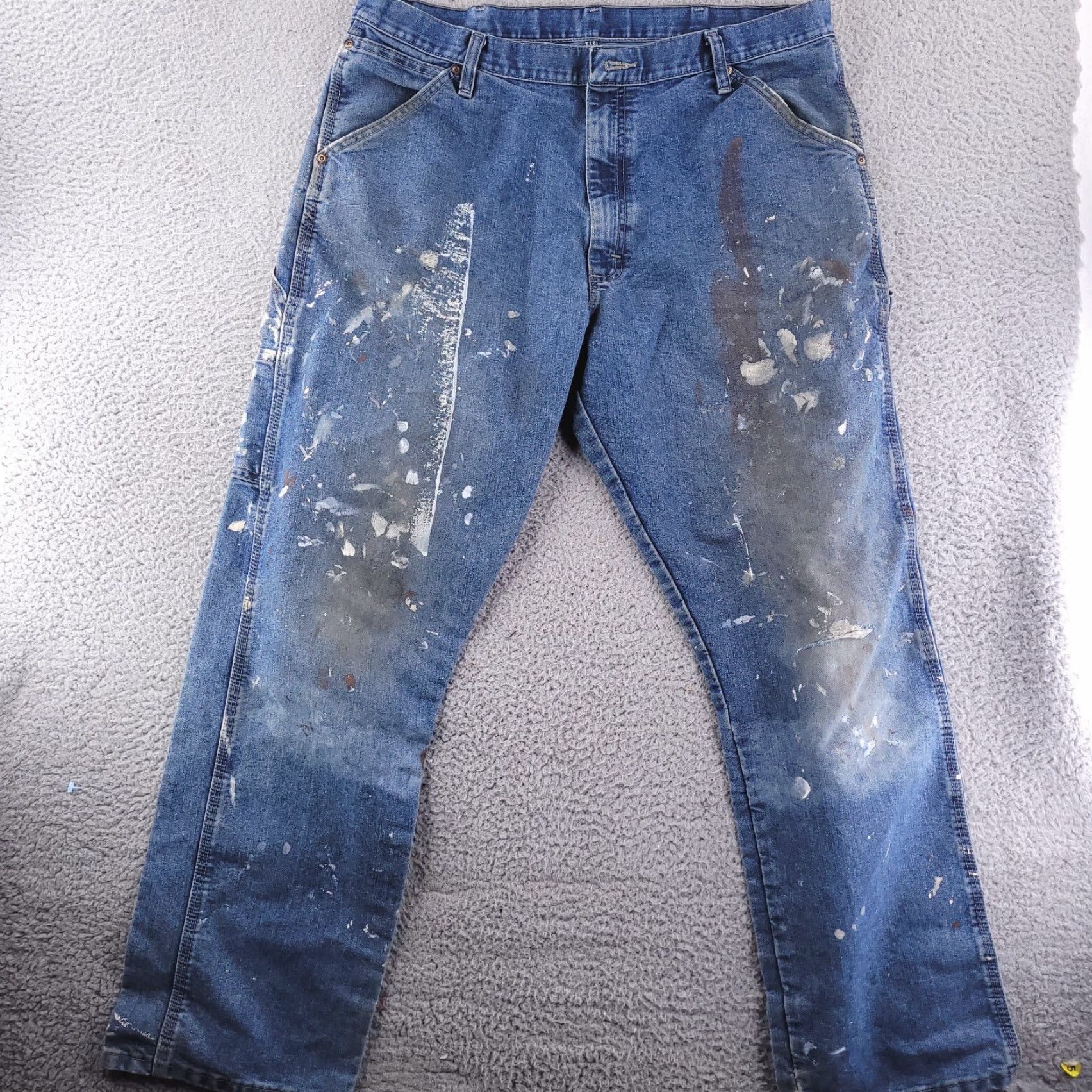 Wrangler Wrangler Jeans Mens 36x32 Blue Workwear Distressed Carpenter Straight Regular 36 32 Jeans Mens Blue Distressed Carpenter Workwear Size US 36 / EU 52 - 2 Thumbnail