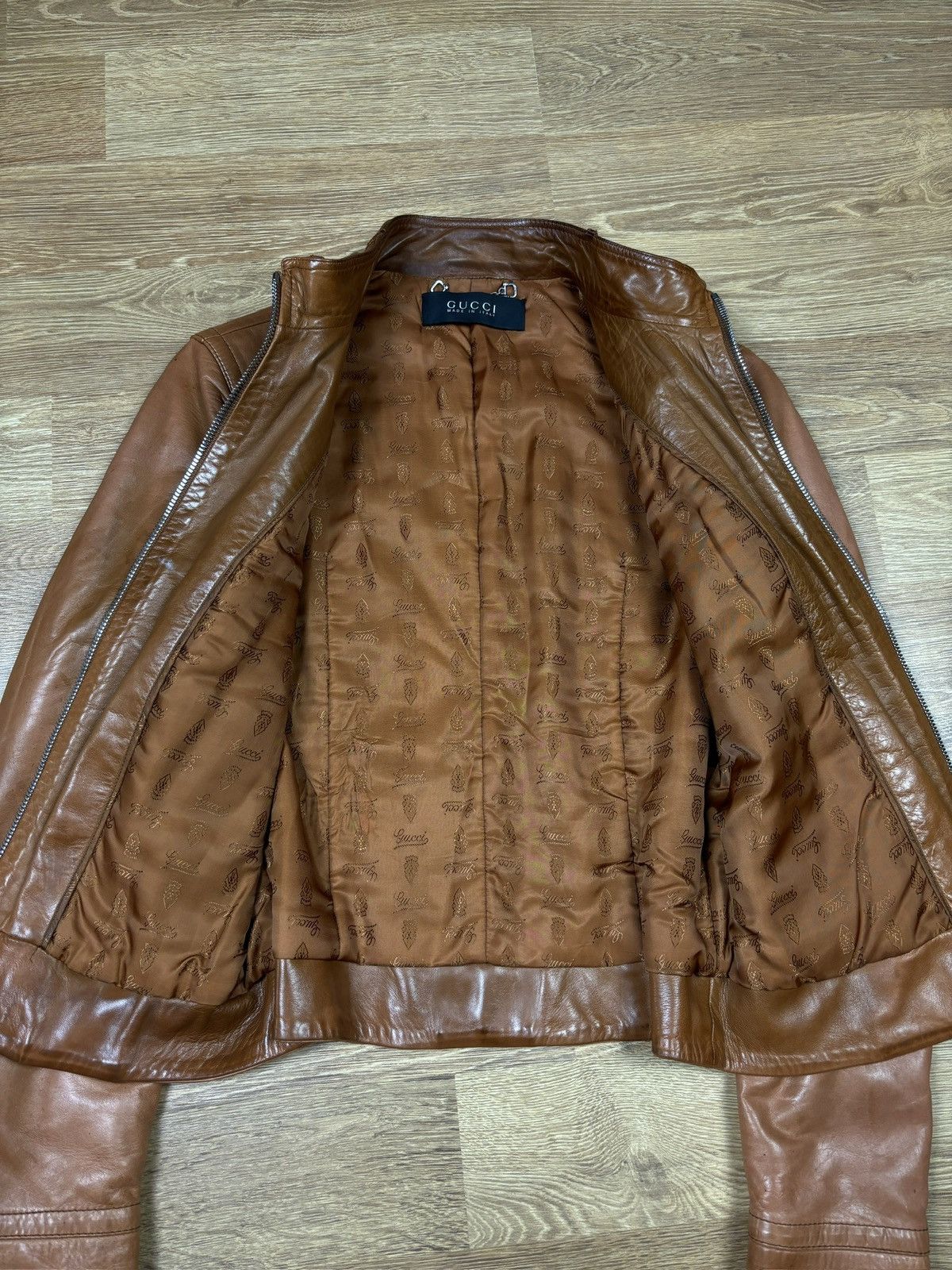 Gucci Gucci 2000s Leather Biker Jacket with GG Belt Size M / US 6-8 / IT 42-44 - 7 Thumbnail