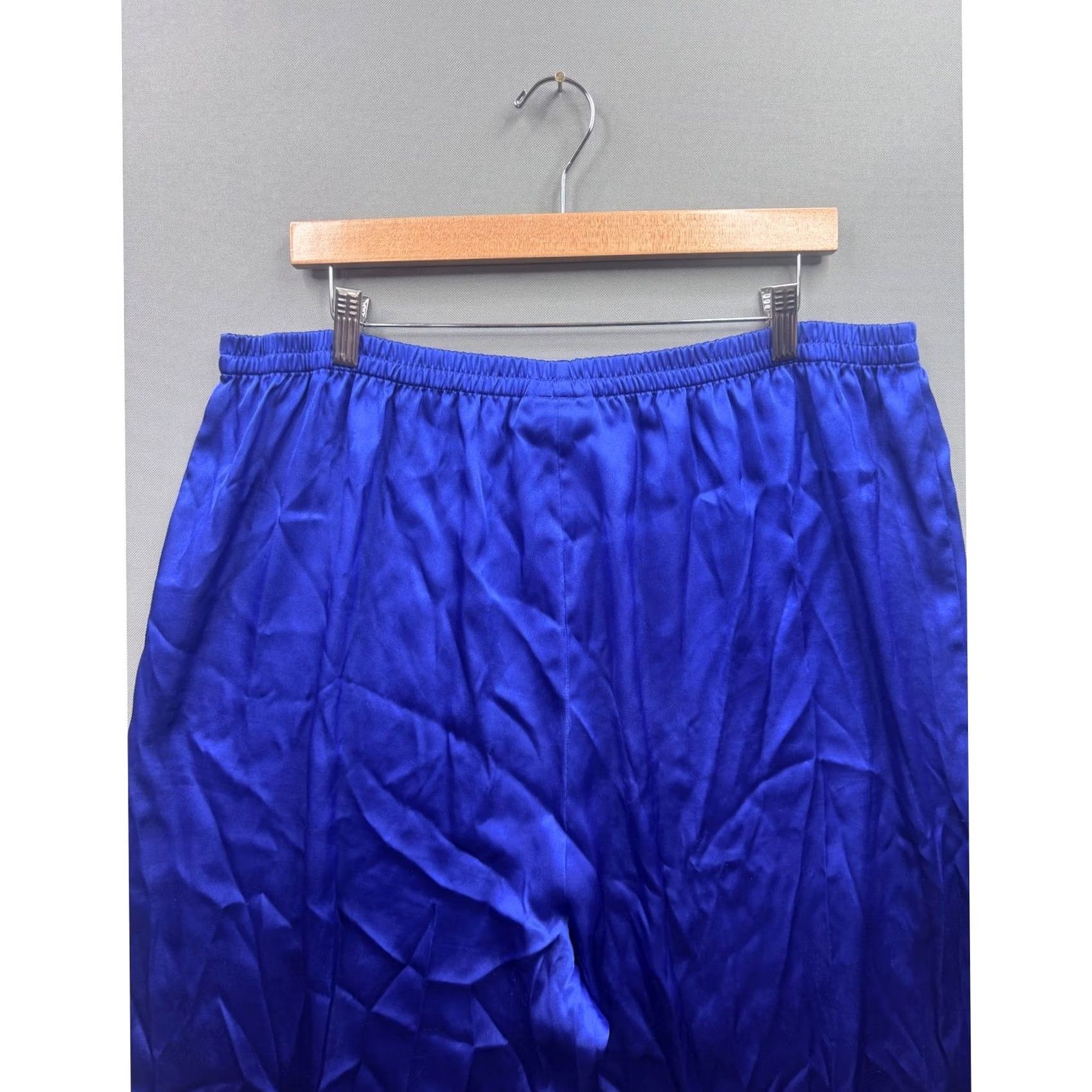Sol Angeles Solange Pajama Pants Womens Size 14 16 Satin Blue Lounge Sleepwear Size 36" / US 14 / IT 50 - 4 Thumbnail