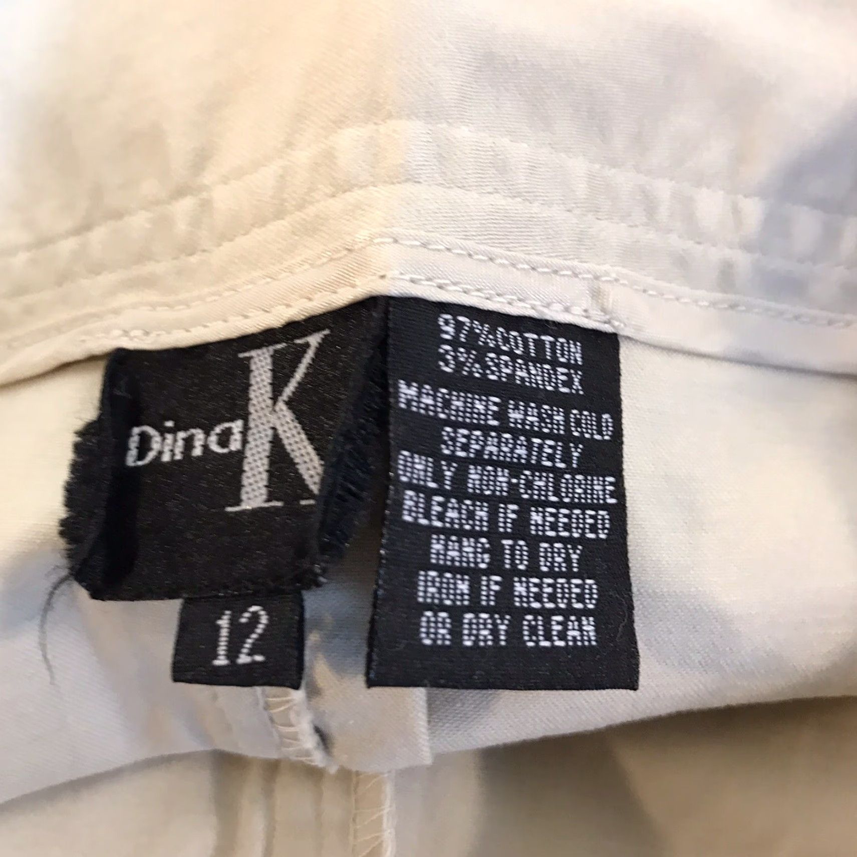 Vintage Dina K Women's Midi Pencil Skirt Khaki Size 12 Cotton Spandex Business Casual Summer Size 34" / US 12 / IT 48 - 3 Thumbnail