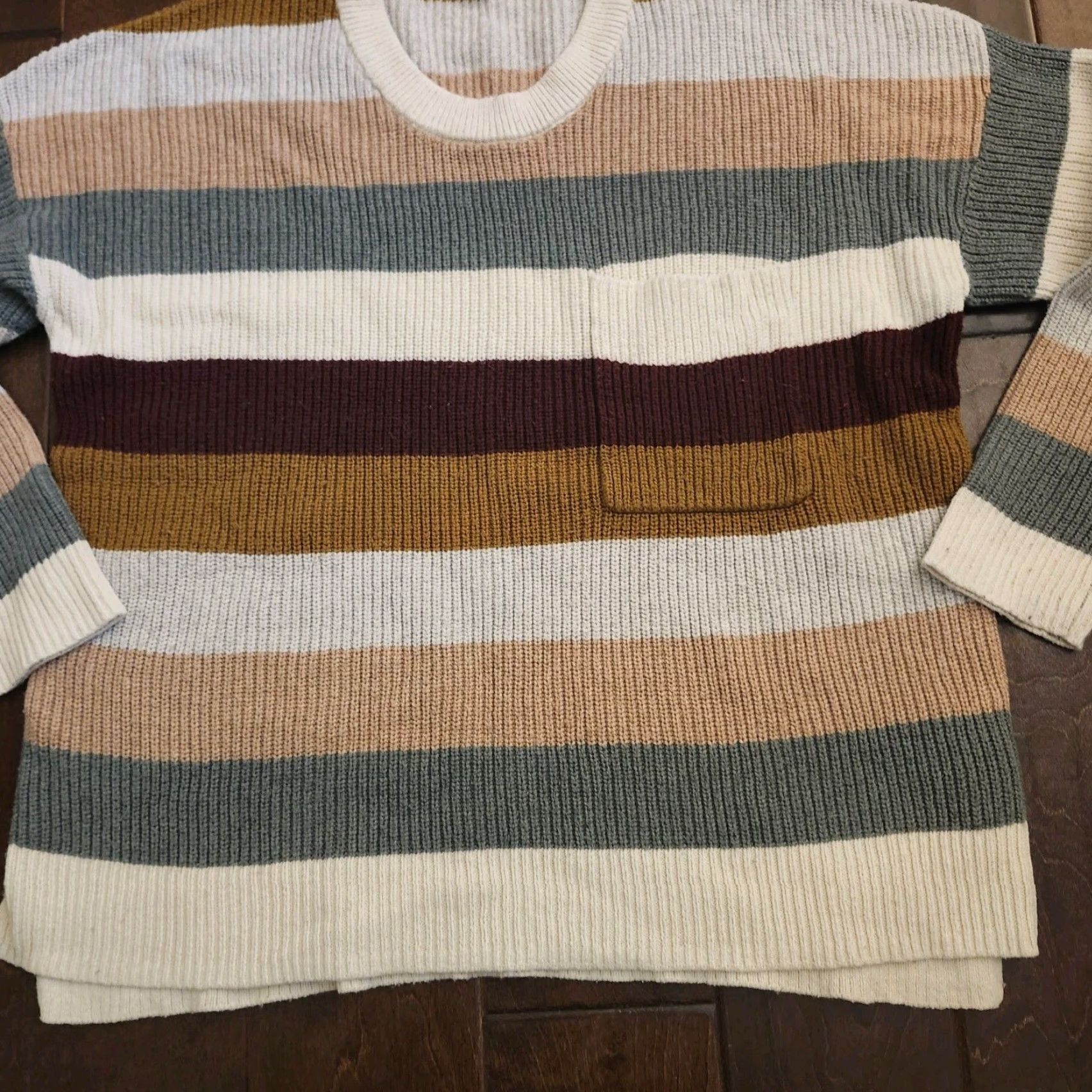 Madewell Madewell Striped Knit Sweater Women’s L Crewneck Pocket Cozy Fall Size L / US 10 / IT 46 - 6 Thumbnail