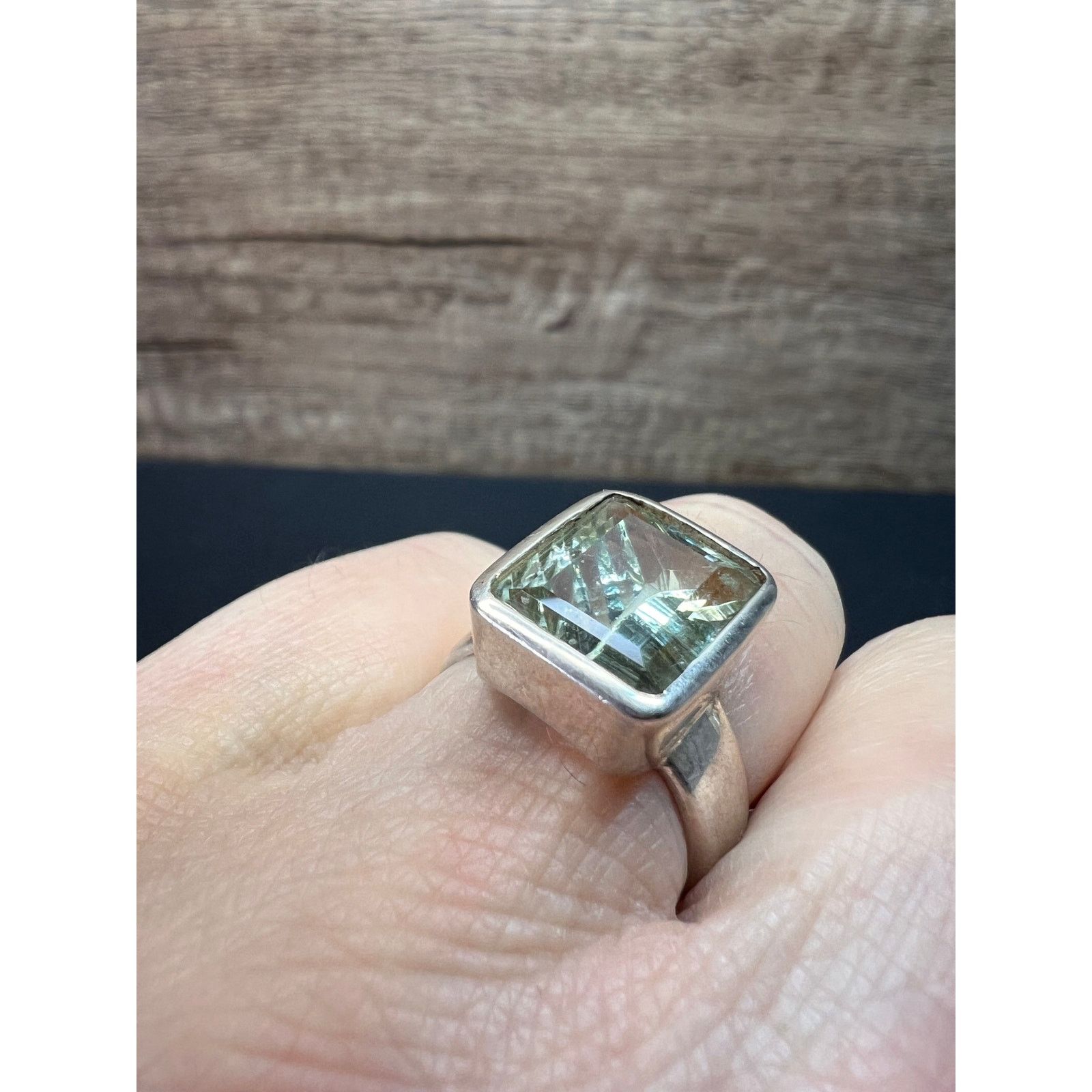 Other NEW Prasiolite Sterling silver ring 6.87 grams Size ONE SIZE - 18 Thumbnail