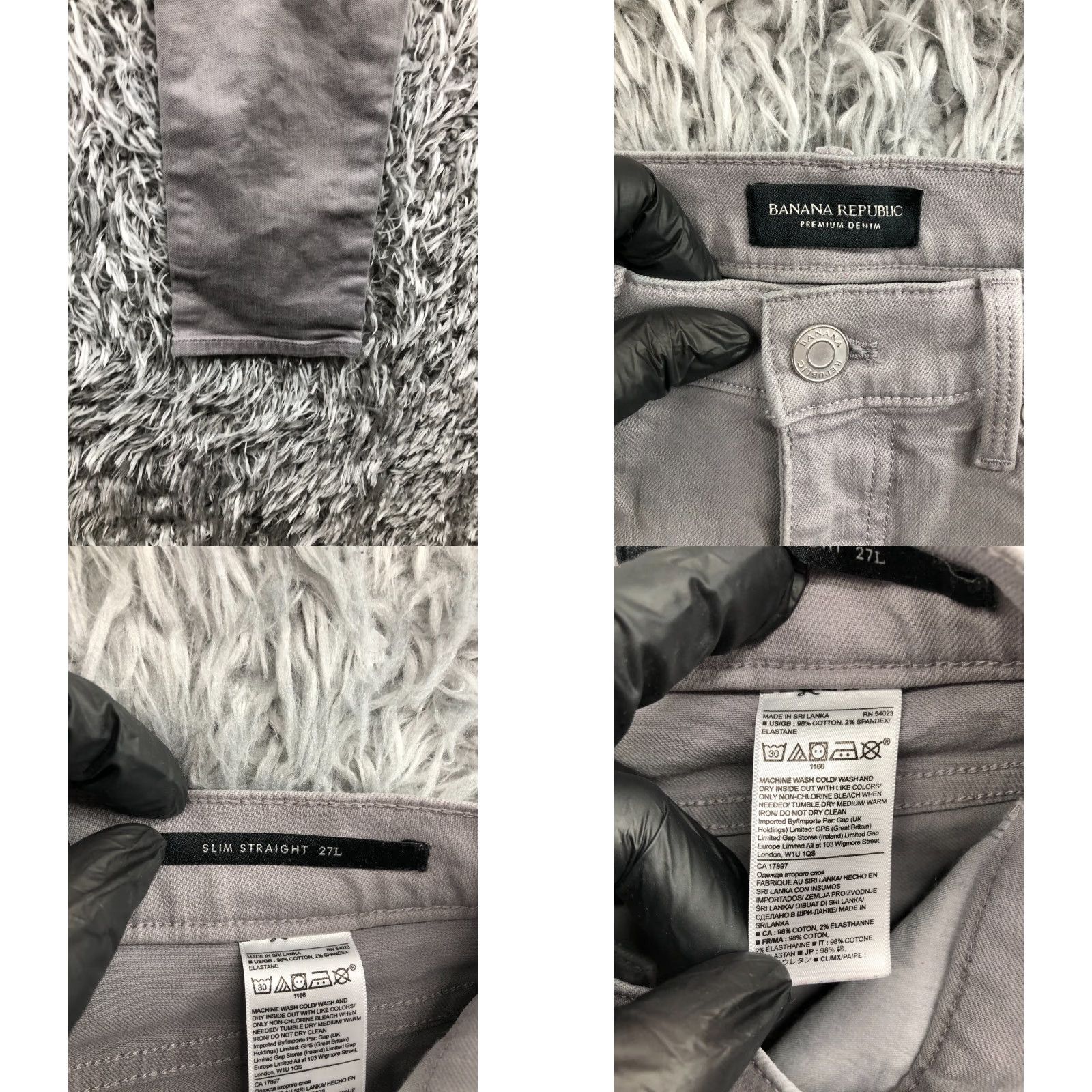 Banana Republic Banana Republic Slim Straight Pants Womens Gray 27 Long - Regular Rise Flat Front Knit Polyester Chino Style Slimming 32 Inseam Casual Formal Size 27" / US 4 / IT 40 - 8 Thumbnail