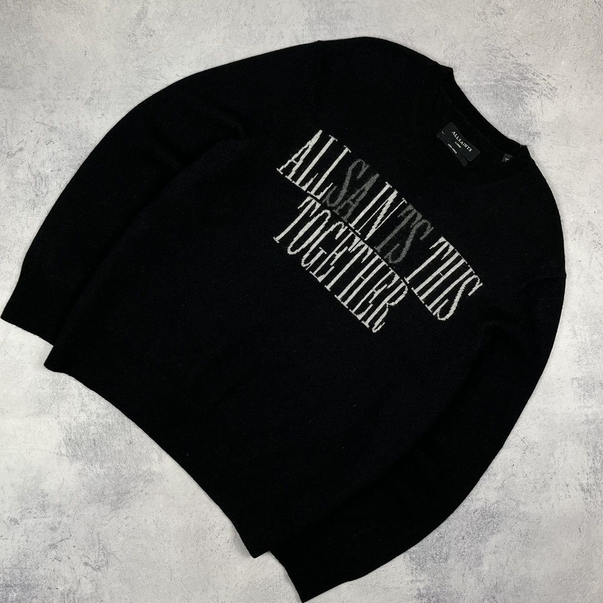 Allsaints Designer Allsaints together wool big logo sweater Size US L / EU 52-54 / 3 - 2 Thumbnail