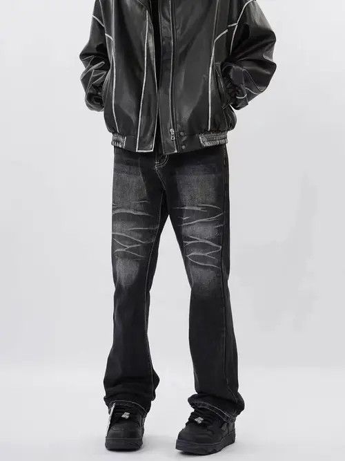 Vintage black washed corrugated jeans