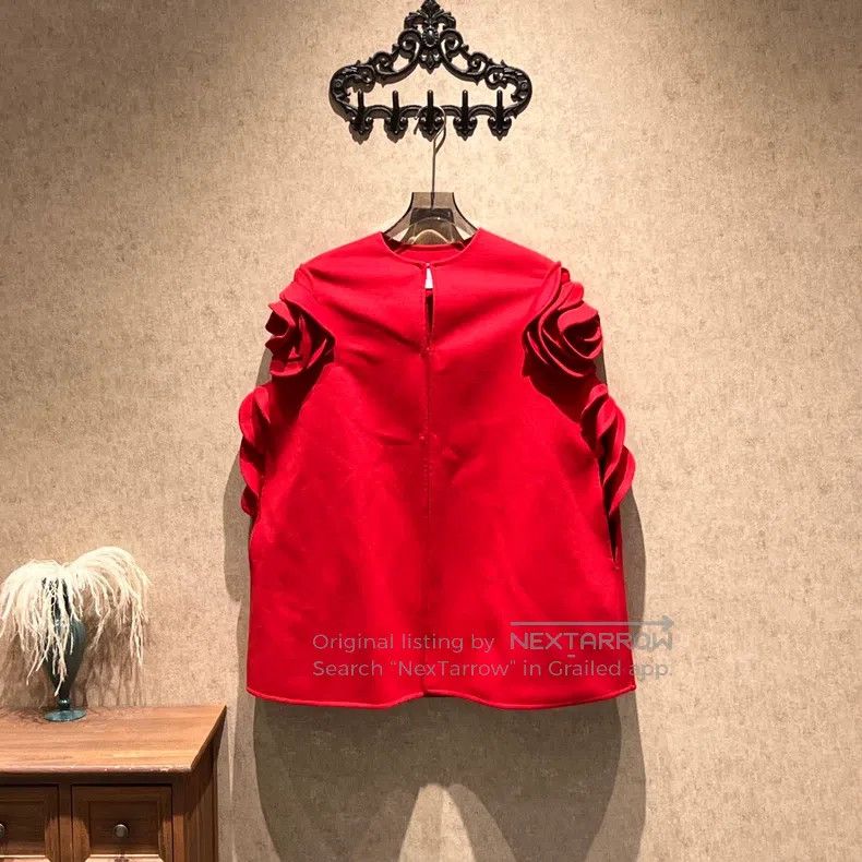 Valentino Valentino A red rose floral wool cape coat Size XXS / US 00 / IT 34 - 1 Thumbnail