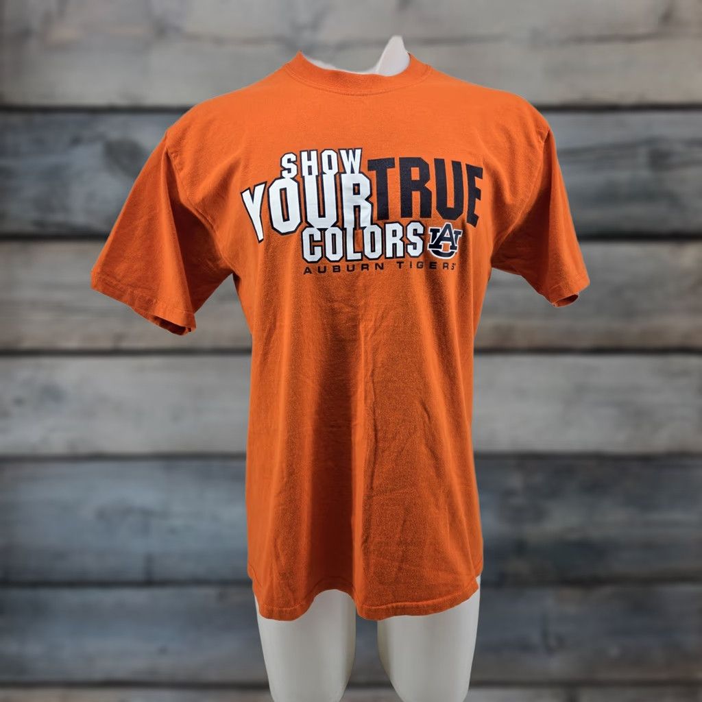 Jerzees Auburn Tigers Orange Mens T-Shirt Large Double Sided T-Shirt Mens L Orange Double-Sided Graphic Print 90s? Size US L / EU 52-54 / 3 - 1 Thumbnail