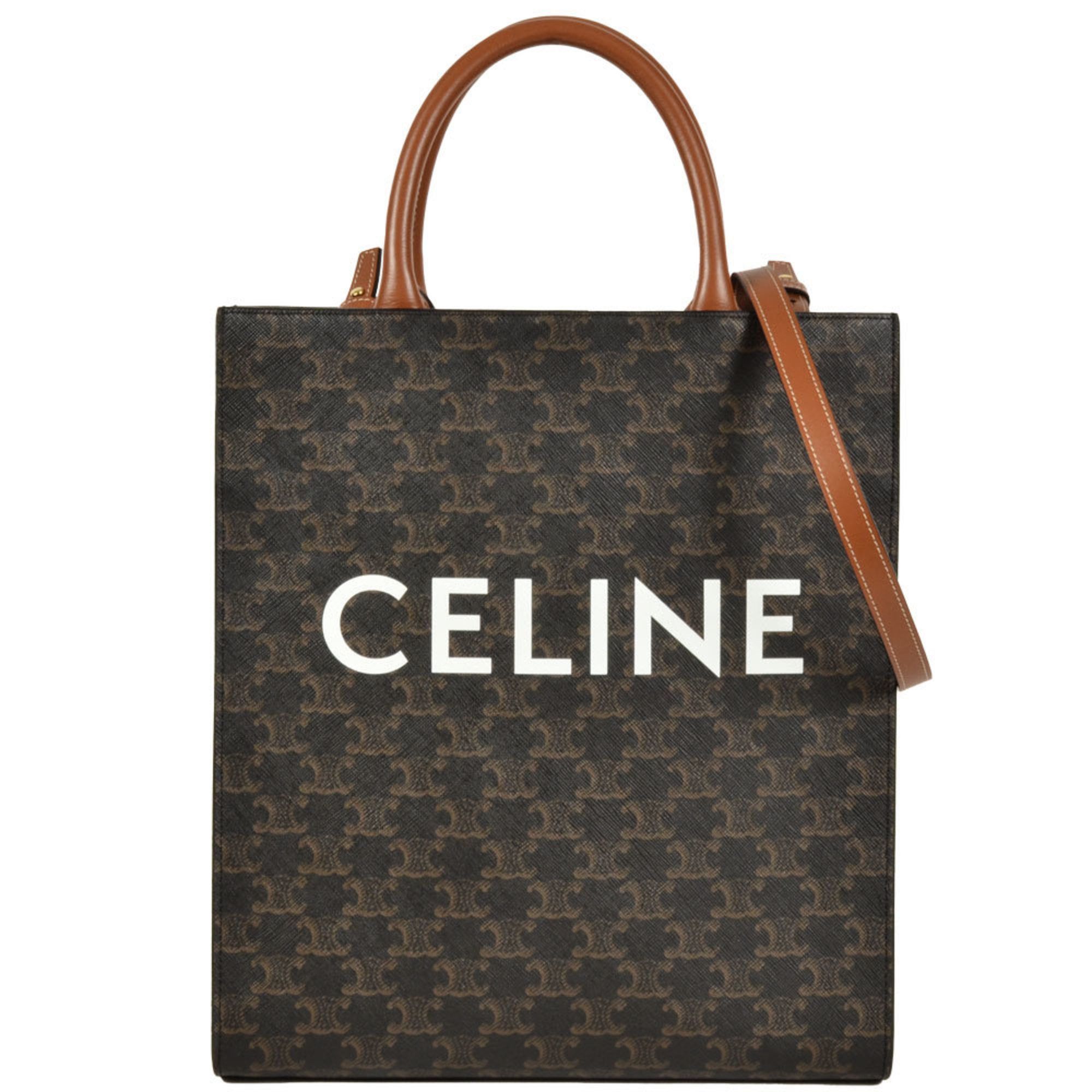 Celine Vertical Cabas Tote Bag Pvc Coated Canvas Leather Shoulder For Women