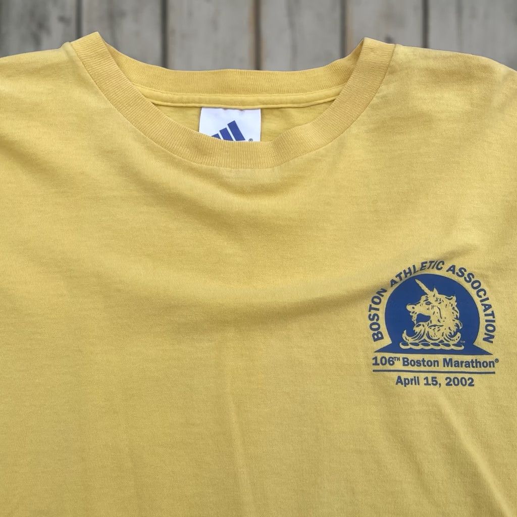 Adidas VINTAGE Adidas Boston Marathon 106th Spell Out 2002 Yellow Shirt Tee Mens L Size US L / EU 52-54 / 3 - 1 Thumbnail