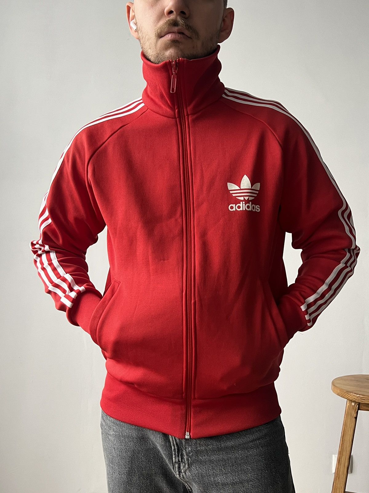 Adidas Adidas Originals Classic Men's Red Full Zip Track Jacket M Size US M / EU 48-50 / 2 - 2 Thumbnail