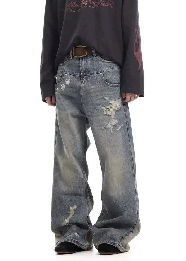Jean VIBE Denim Streetware Splicing Wide Leg Pants Size US 32 / EU 48 - 1 Thumbnail