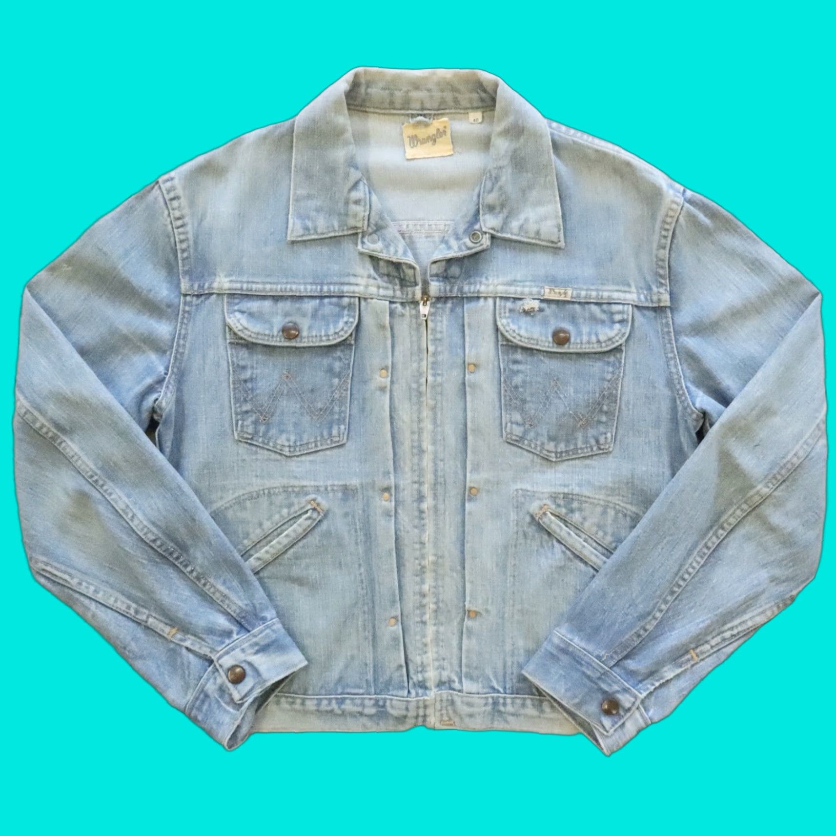 Wrangler Vintage Wrangler Pleated Denim Trucker Jacket Blue Bell Size US XXS / EU 40 - 1 Thumbnail