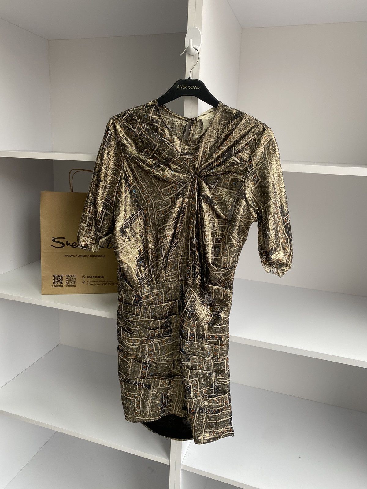 H&M × Isabel Marant × Vintage Isabel Marant For H&M Gold Silk Mini Dress Size XS / US 0-2 / IT 36-38 - 3 Thumbnail