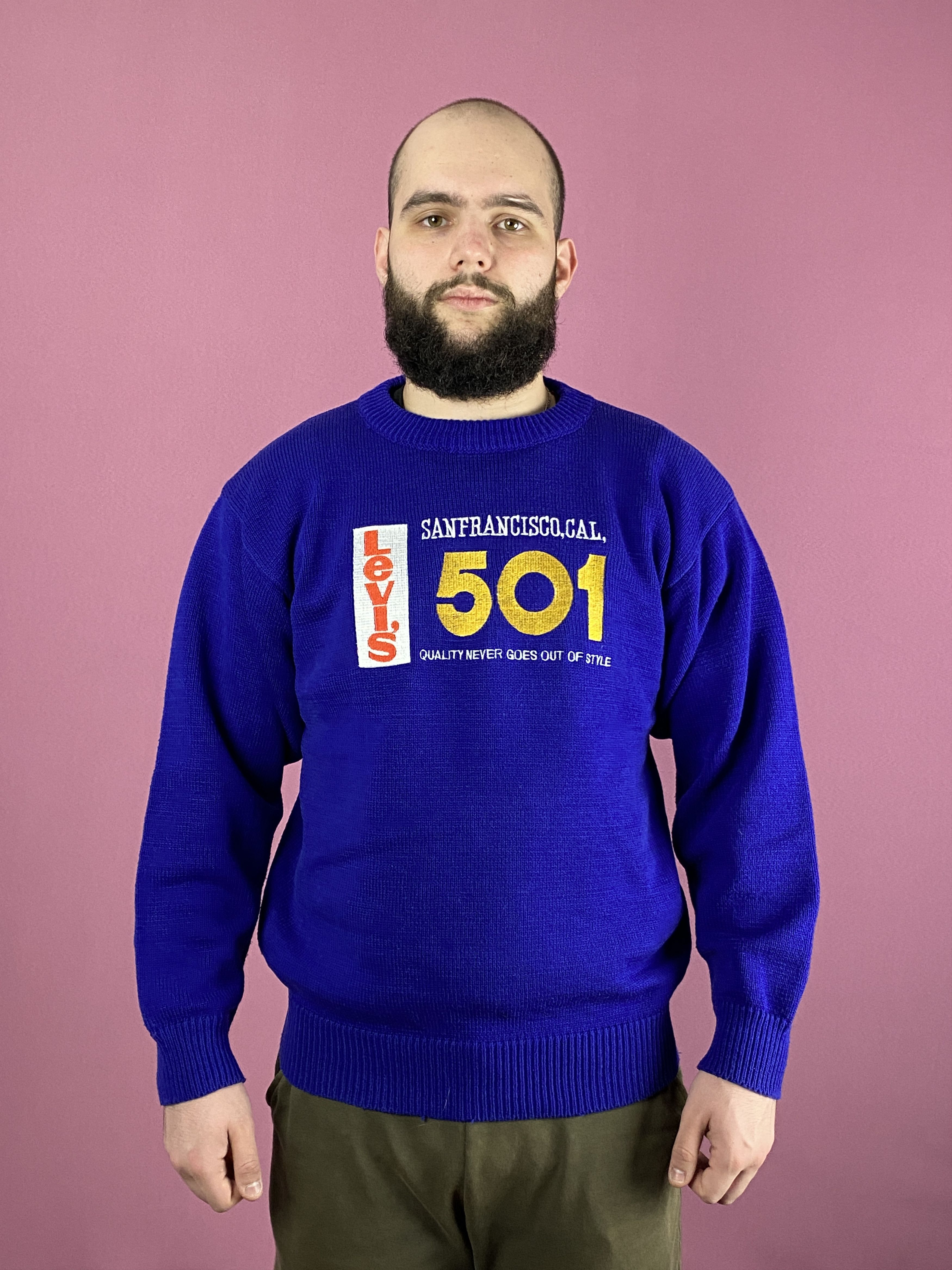 Levi's × Vintage Levis 501 Vintage Men's Embroidered Logo Knit Sweater - L Size US L / EU 52-54 / 3 - 2 Thumbnail