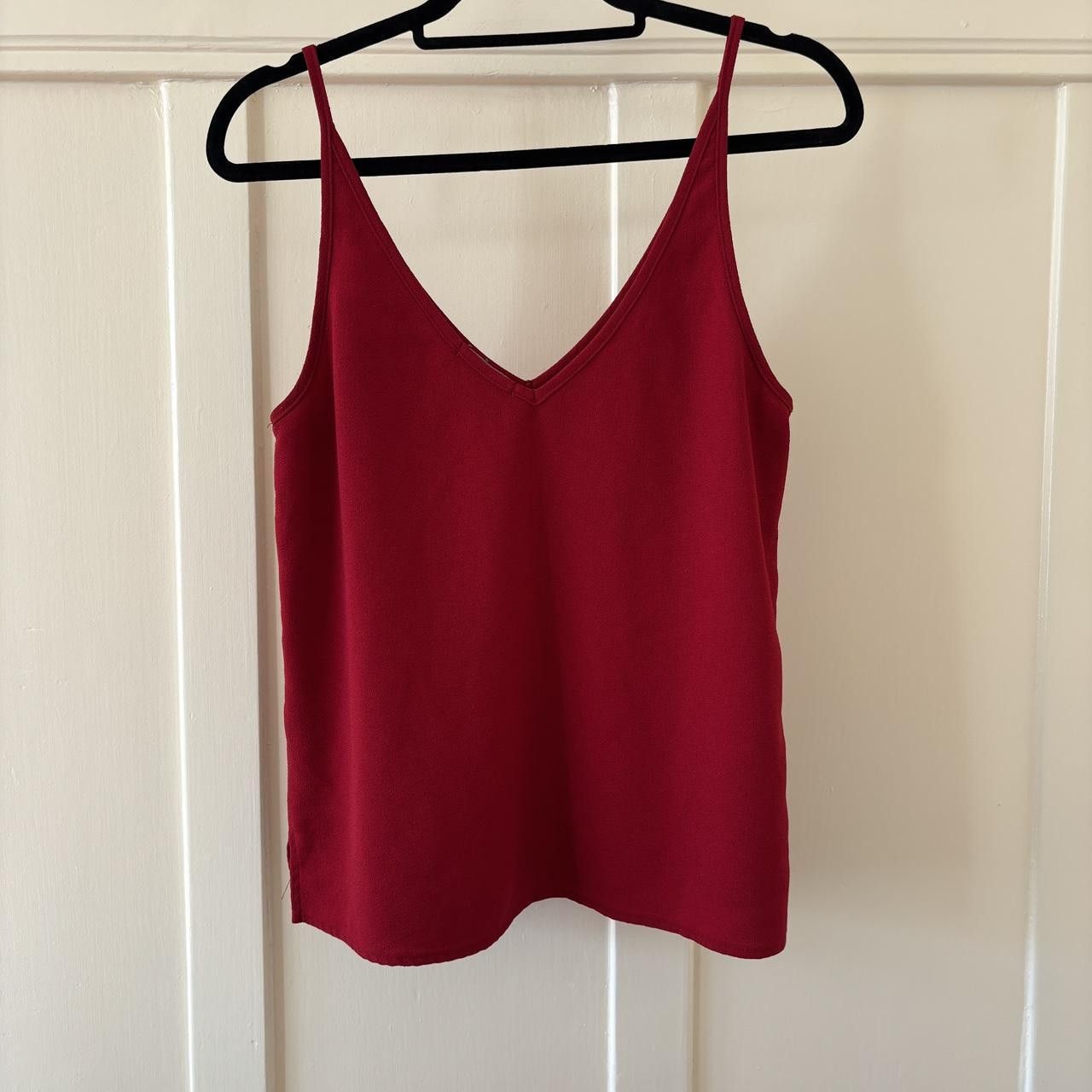 American Apparel Indie Sleaze Crepe Red Deep V Tank Top Made in USA Size S / US 4 / IT 40 - 4 Thumbnail