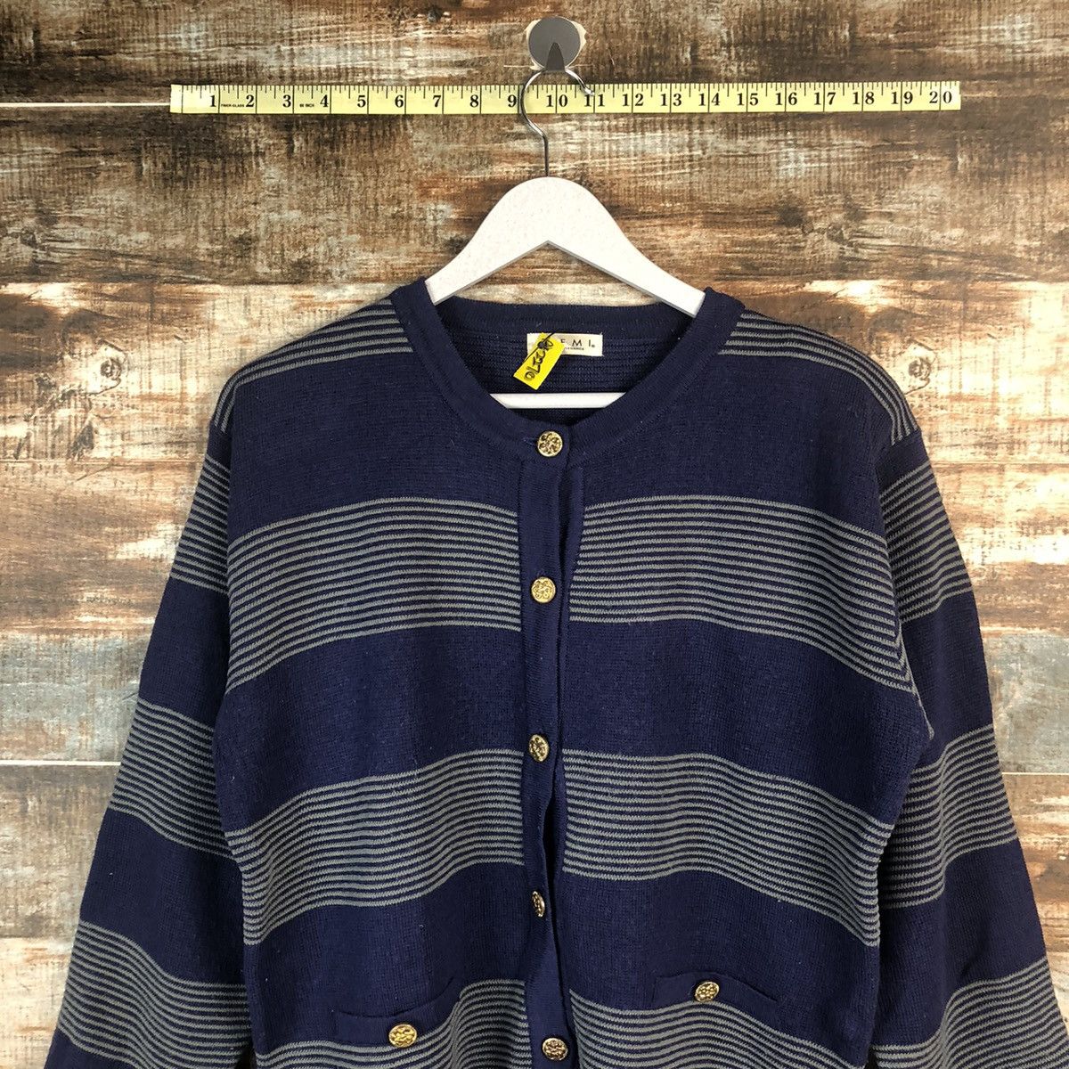 Homespun Knitwear × Japanese Brand Elemi Purple stripe cardigan Knitwear #A2270 Size M / US 6-8 / IT 42-44 - 2 Thumbnail