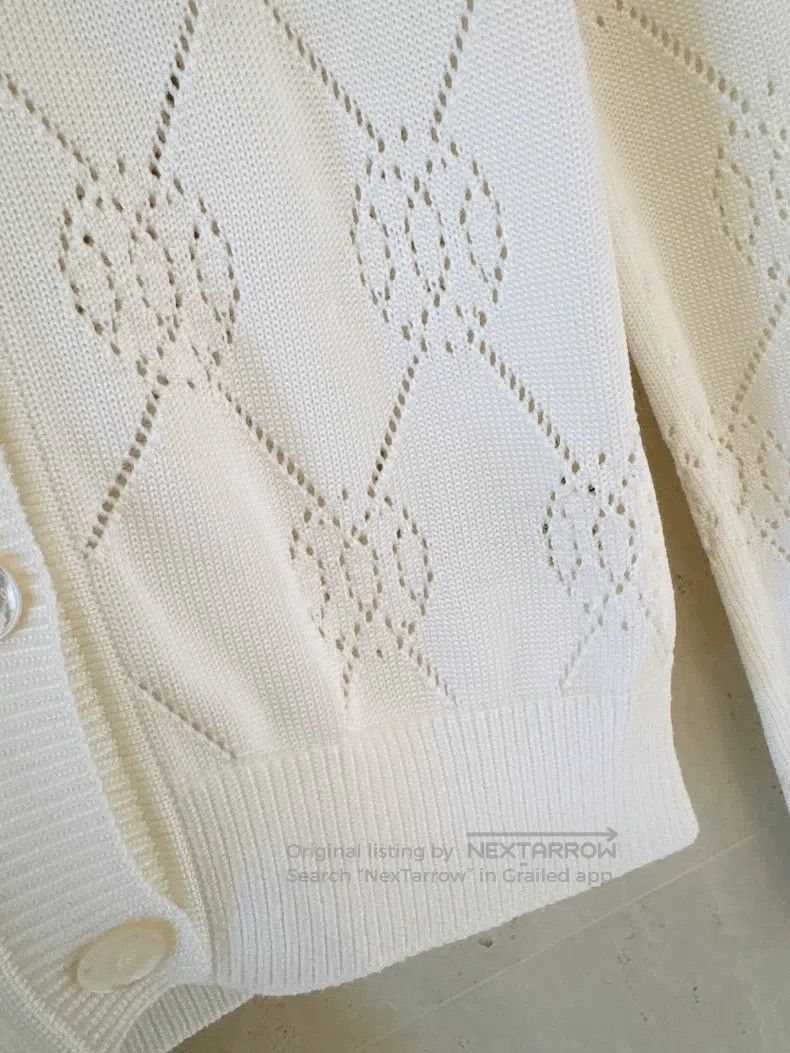 Hermes Hermes Cut-Out Logo White Knit Cardigan Size XS / US 0-2 / IT 36-38 - 4 Thumbnail