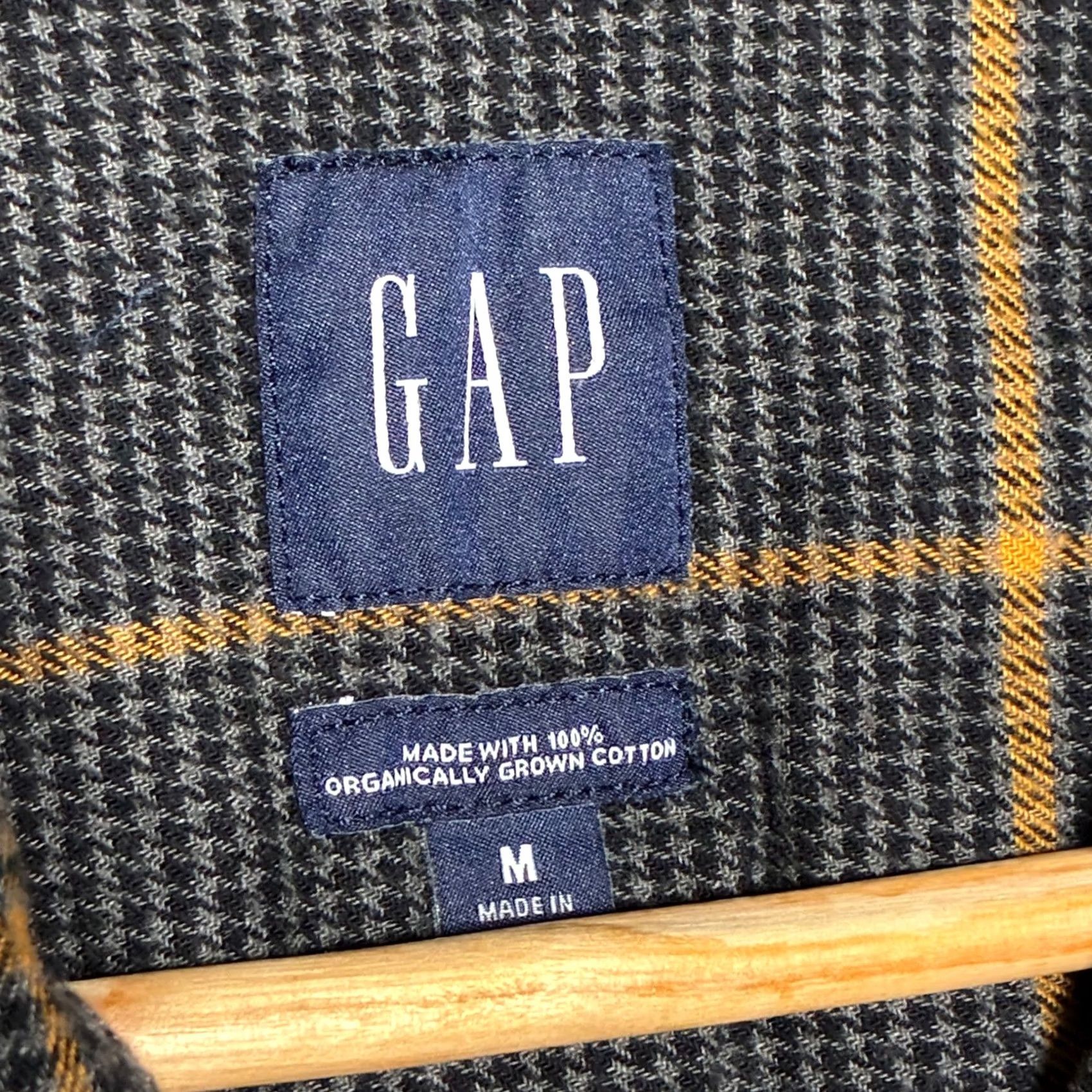 Gap VINTAGE Gap Organic Cotton Houndstooth Windowpane Flannel Shirt Mens M Gray Size US M / EU 48-50 / 2 - 5 Thumbnail